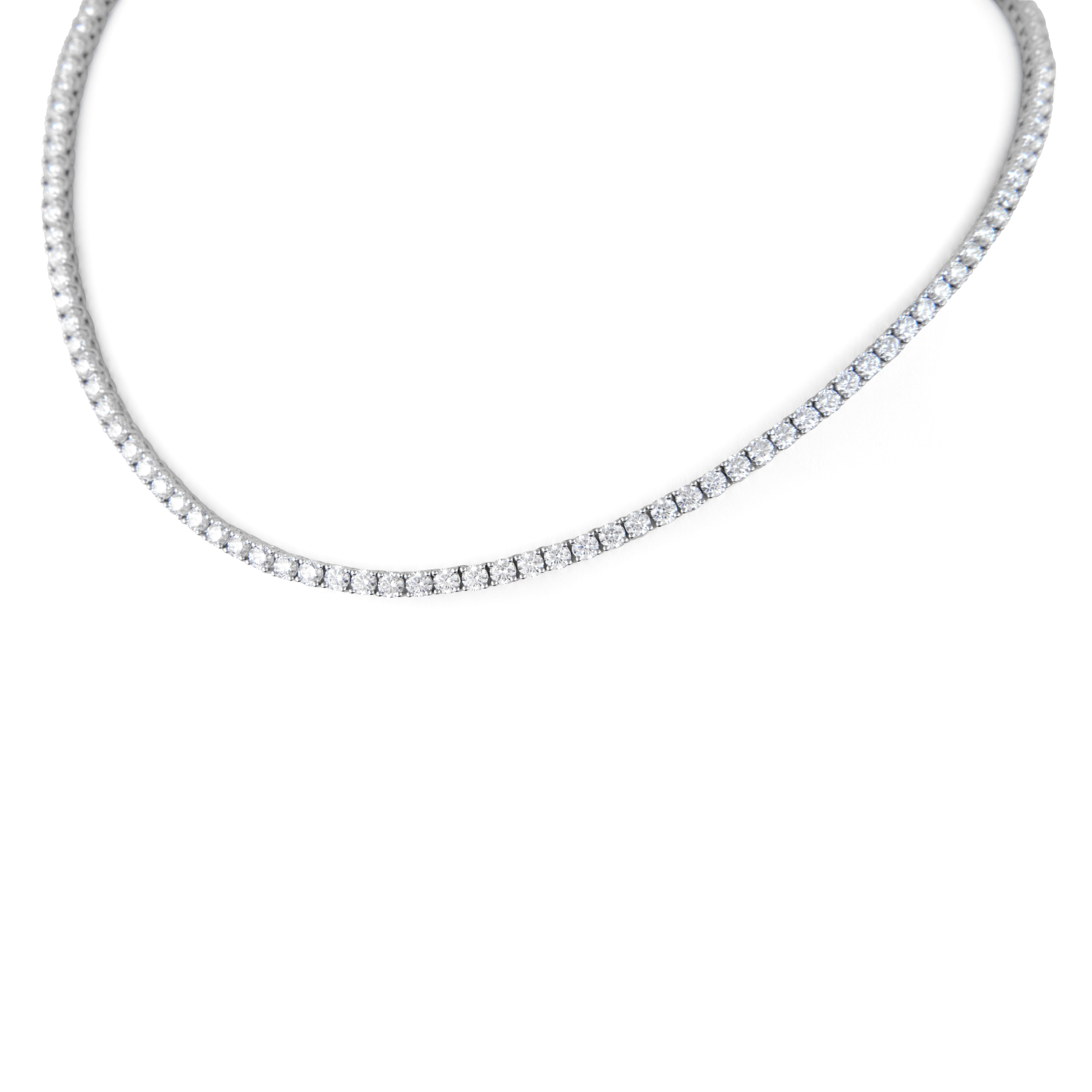 Taglio rotondo Alexander Beverly Hills - Collana Tennis con diamanti da 12,65 carati in oro bianco 18 carati da 16 pollici in vendita