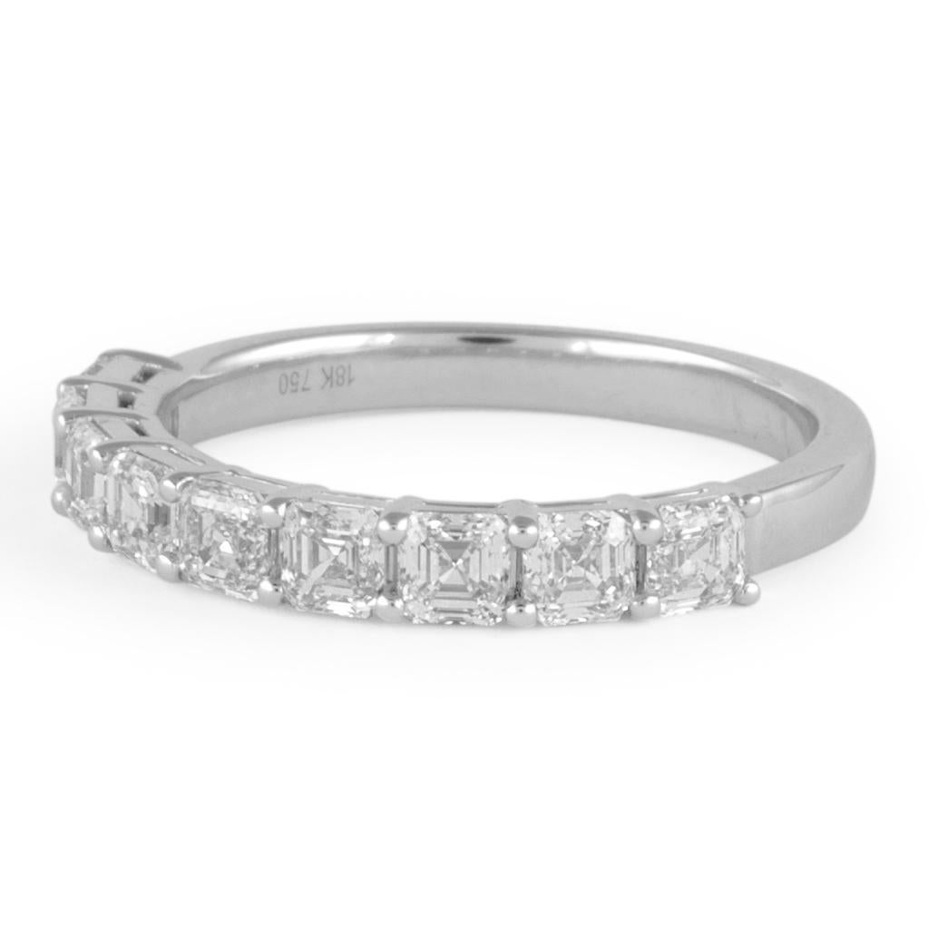 Contemporary Alexander Beverly Hills 1.26ct Asscher Cut Diamond D-F VVS Half Eternity 18k For Sale