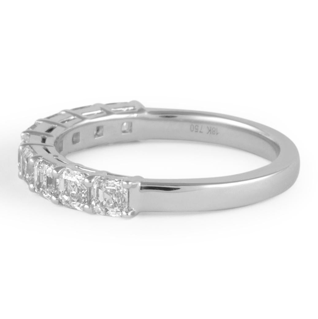 Alexander Beverly Hills 1.26ct Asscher Cut Diamond D-F VVS Half Eternity 18k In New Condition For Sale In BEVERLY HILLS, CA