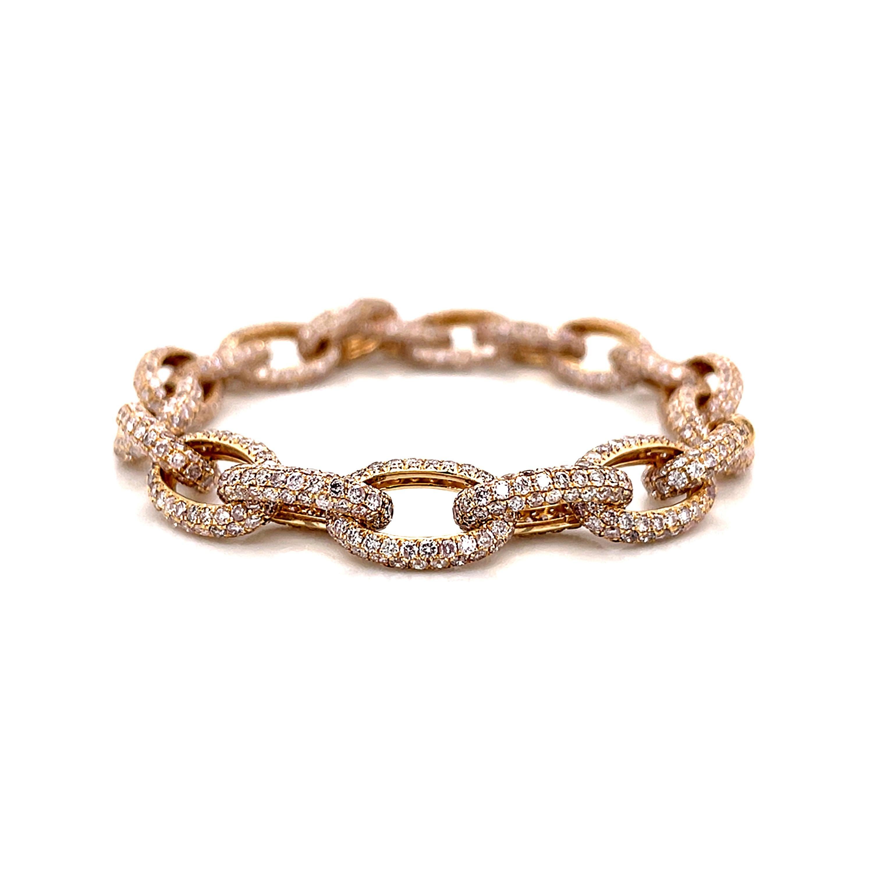 Contemporain Alexander Beverly Hills Bracelet à maillons en or rose avec diamants de 12,71 carats en vente