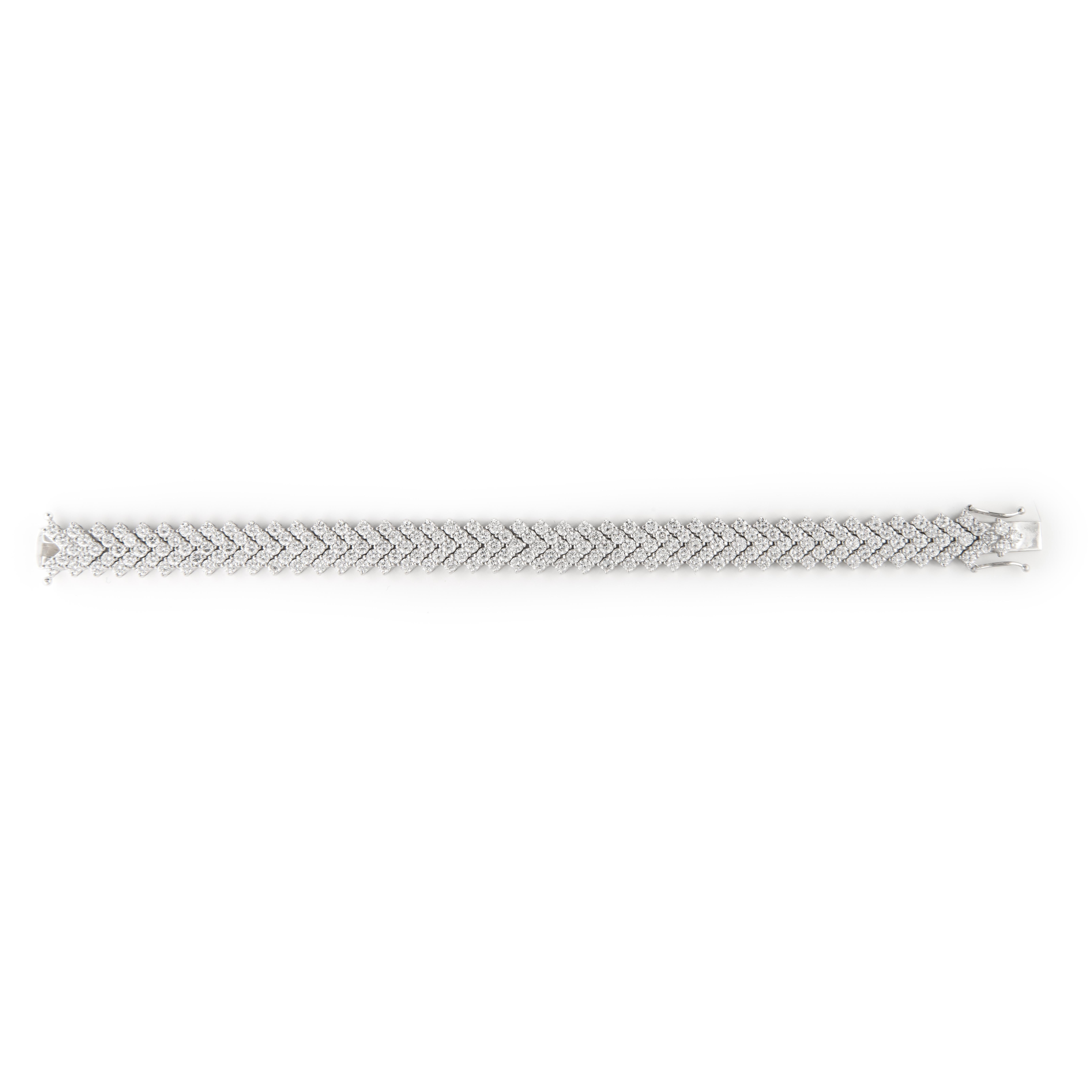 Contemporary Alexander Beverly Hills 12.71ct Five-Row Diamond Bracelet 18k White Gold For Sale