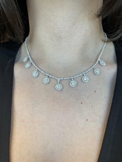 Alexander Beverly Hills 12.76ct Round Diamond Dangling Necklace 18k White Gold