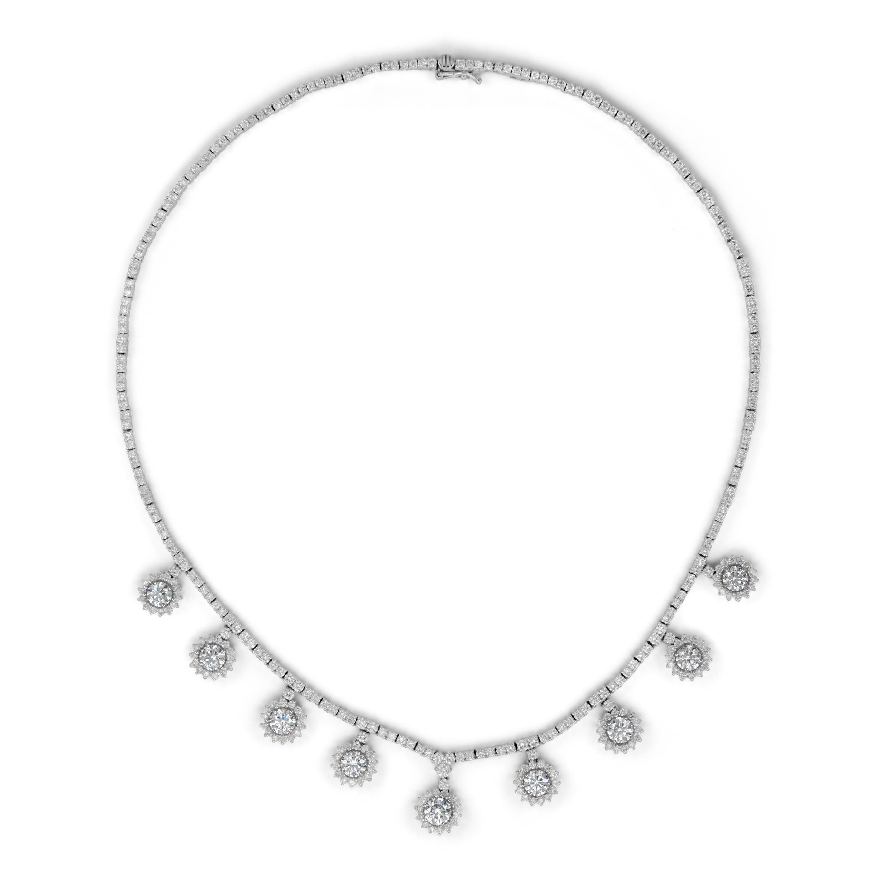 Moderno Alexander Beverly Hills - Collana con diamanti rotondi da 12,76 carati in oro bianco 18 carati in vendita