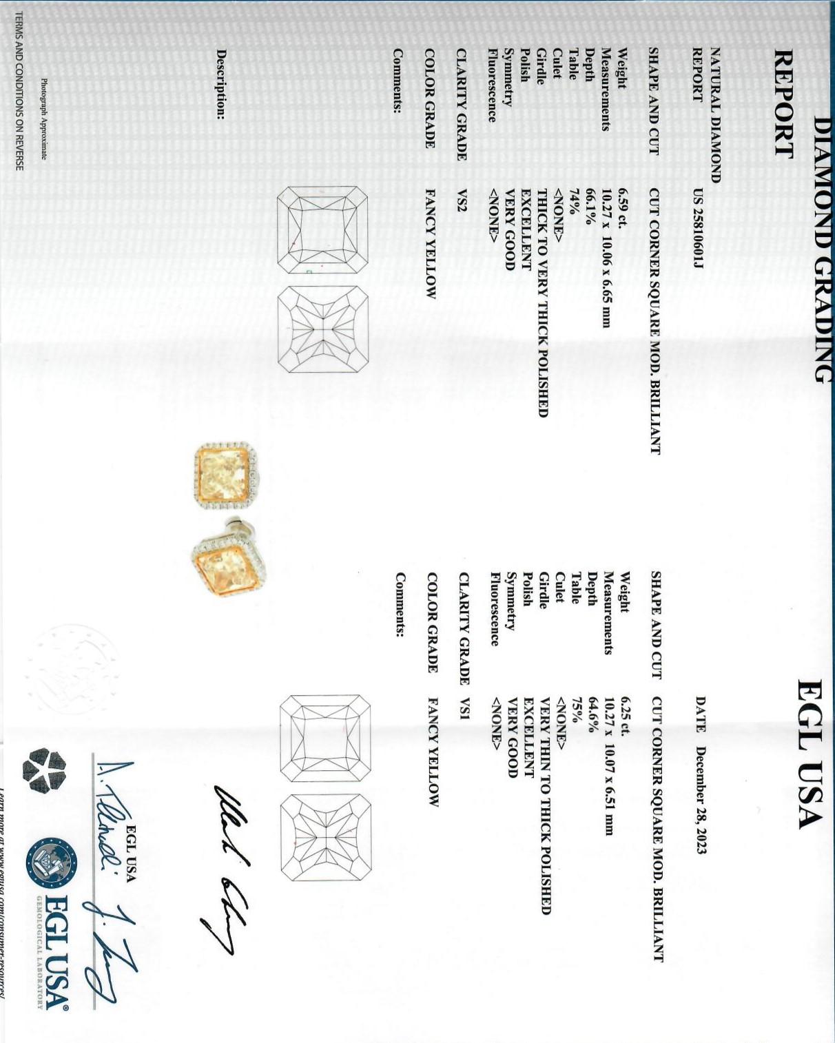Alexander Beverly Hills 12,84 Karat Ausgefallene gelbe Diamant-Ohrstecker mit Halo 18k (Radiantschliff) im Angebot