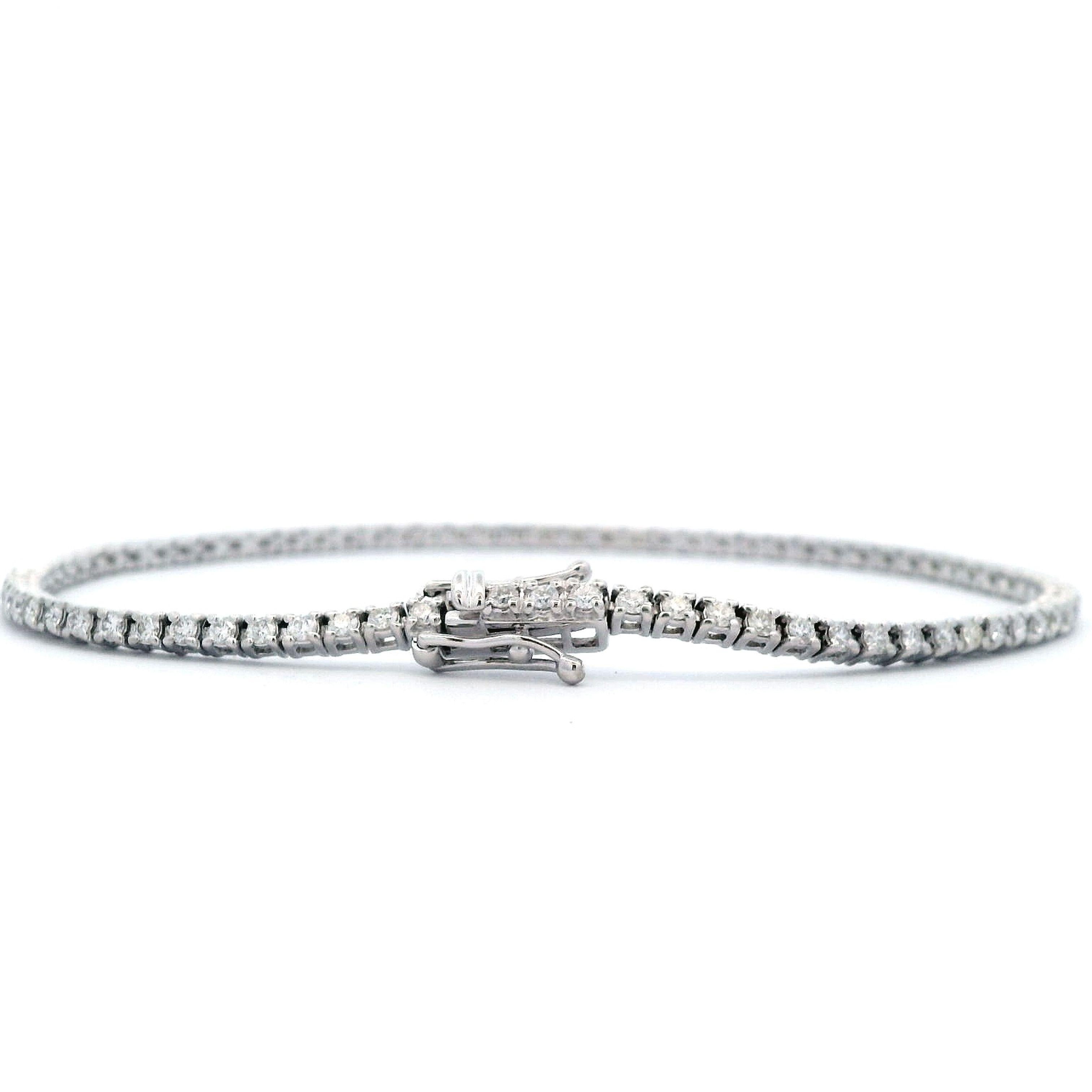 Contemporary Alexander Beverly Hills 1.28ct Diamond F VS2 Tennis Bracelet 18k White Gold For Sale