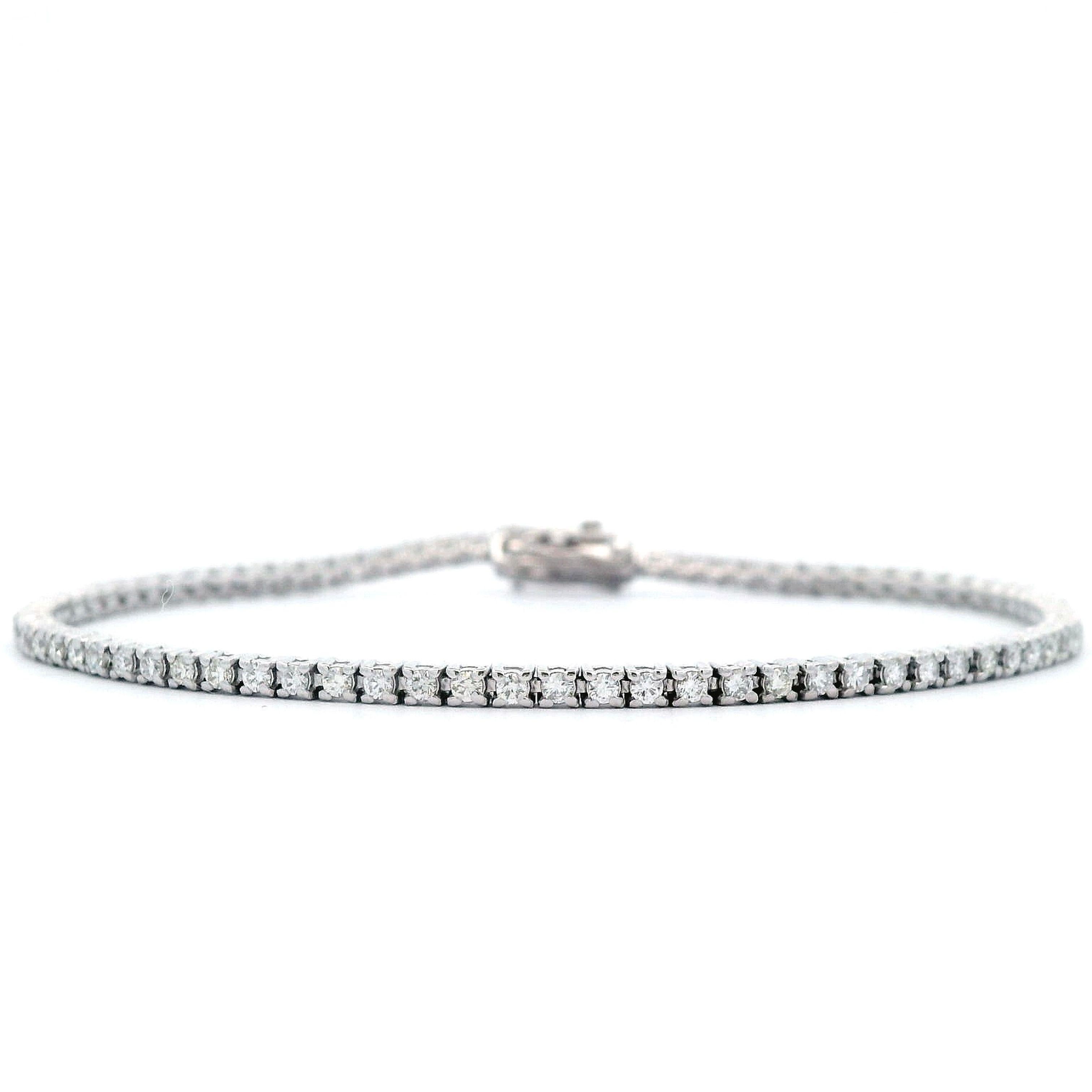 Round Cut Alexander Beverly Hills 1.28ct Diamond F VS2 Tennis Bracelet 18k White Gold For Sale