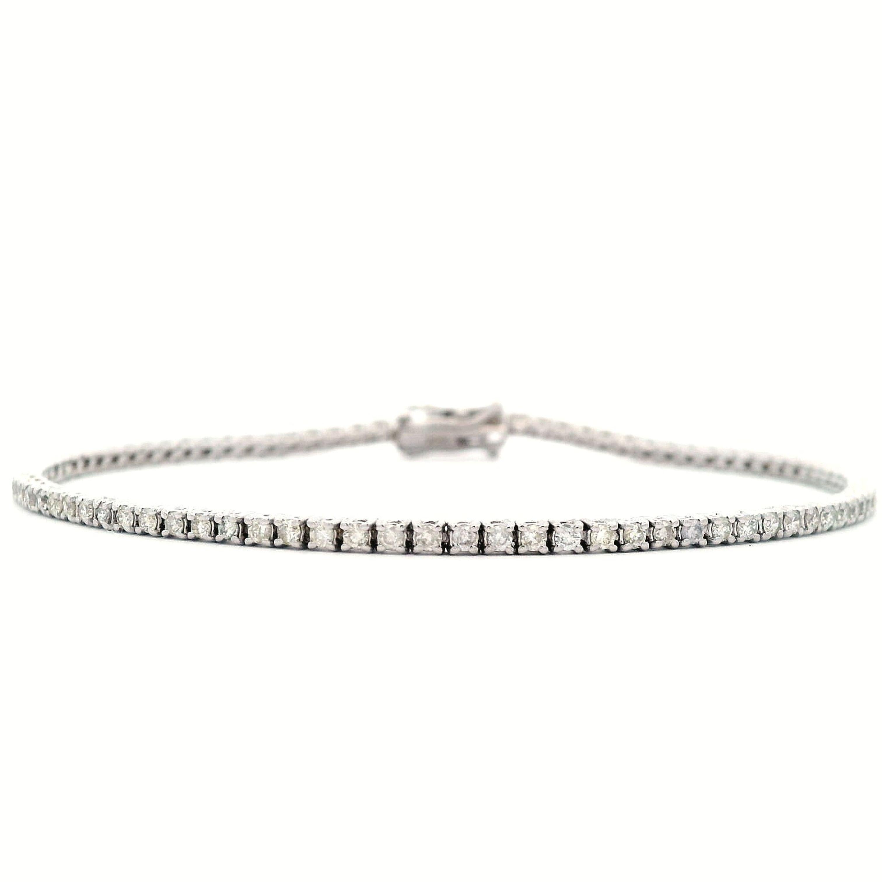 Taille ronde Alexander Beverly Hills Bracelet tennis en or blanc 18 carats et diamants 1,28 carat en vente