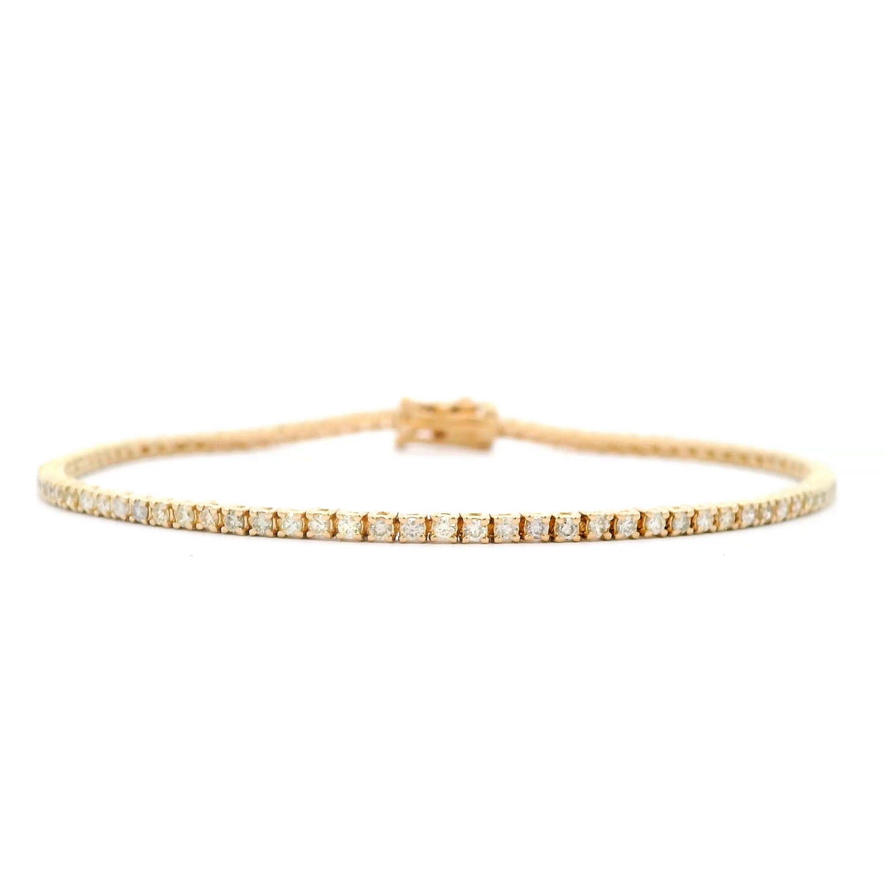 Round Cut Alexander Beverly Hills 1.28ct Diamond Tennis Bracelet 18k Yellow Gold For Sale