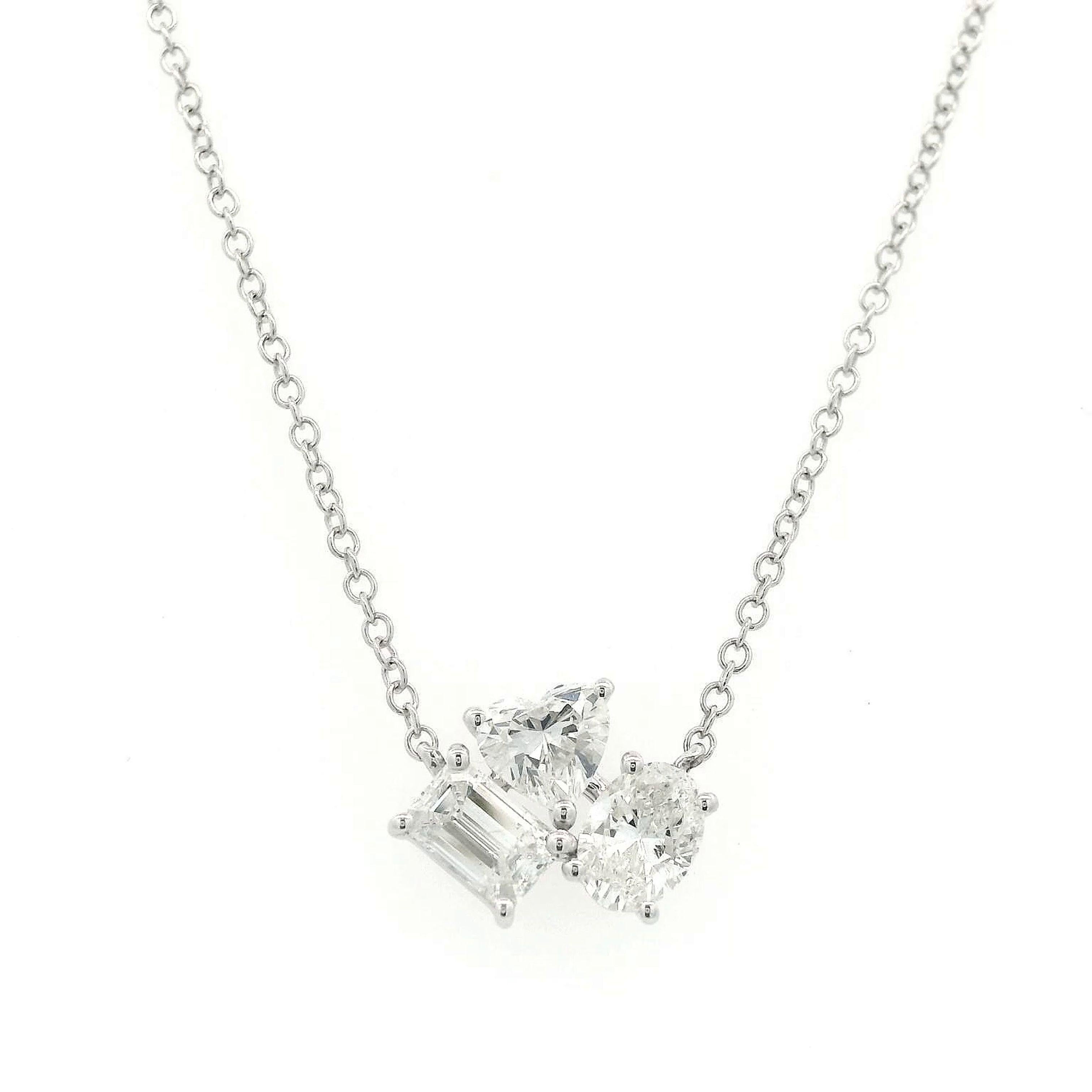 Oval Cut Alexander Beverly Hills 1.30ct Mixed Diamond Pendant Necklace 18k White Gold For Sale