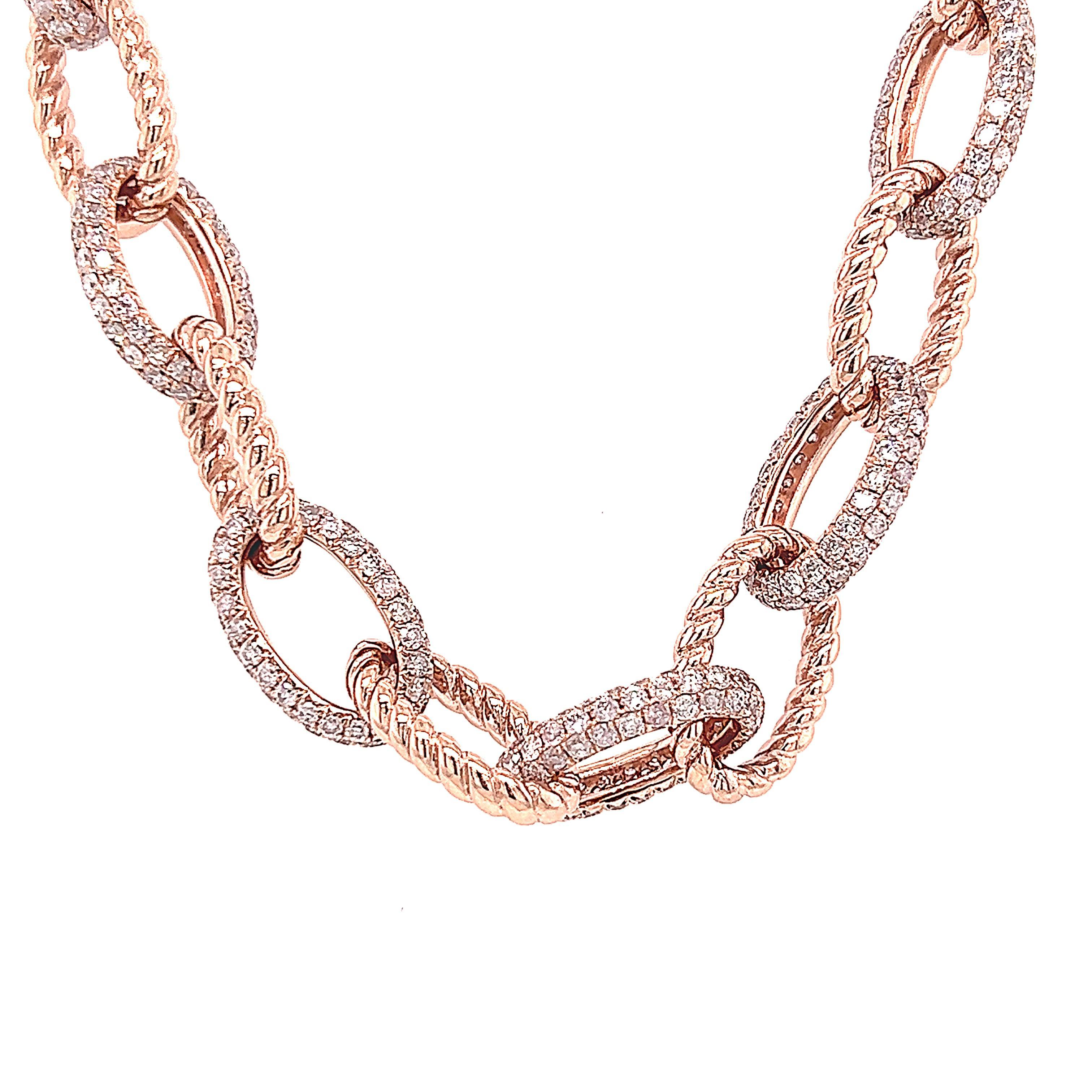 Contemporaneo Alexander Beverly Hills - Collana A Link con diamanti da 13,11 carati - Oro rosa 18 carati in vendita