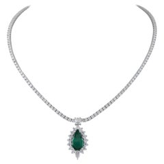 Alexander Beverly Hills 13.38ctt Emerald & Diamond Pendant Tennis Necklace