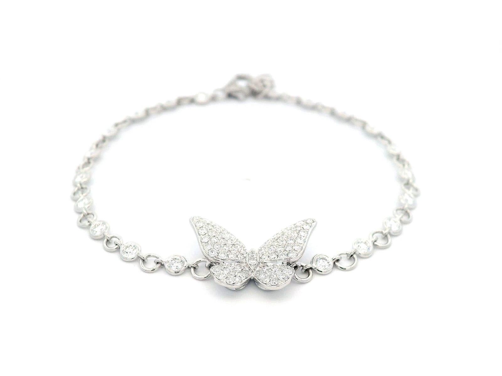 Taglio rotondo Alexander Beverly Hills - Bracciale a farfalla con diamanti da 1,34 carati - Oro bianco 18 carati in vendita
