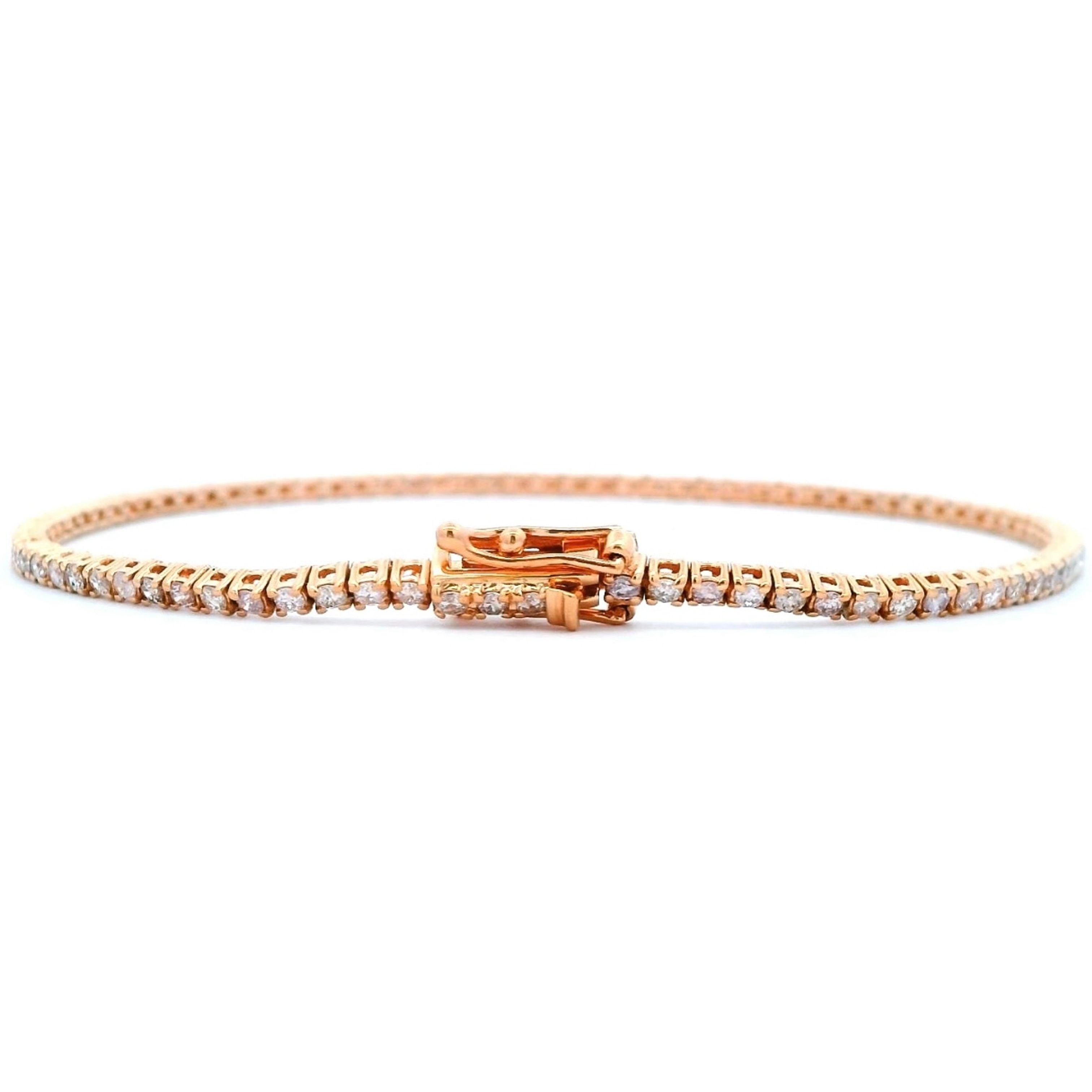 Modern Alexander Beverly Hills 1.35ct Diamond Tennis Bracelet 14-Karat Rose Gold For Sale