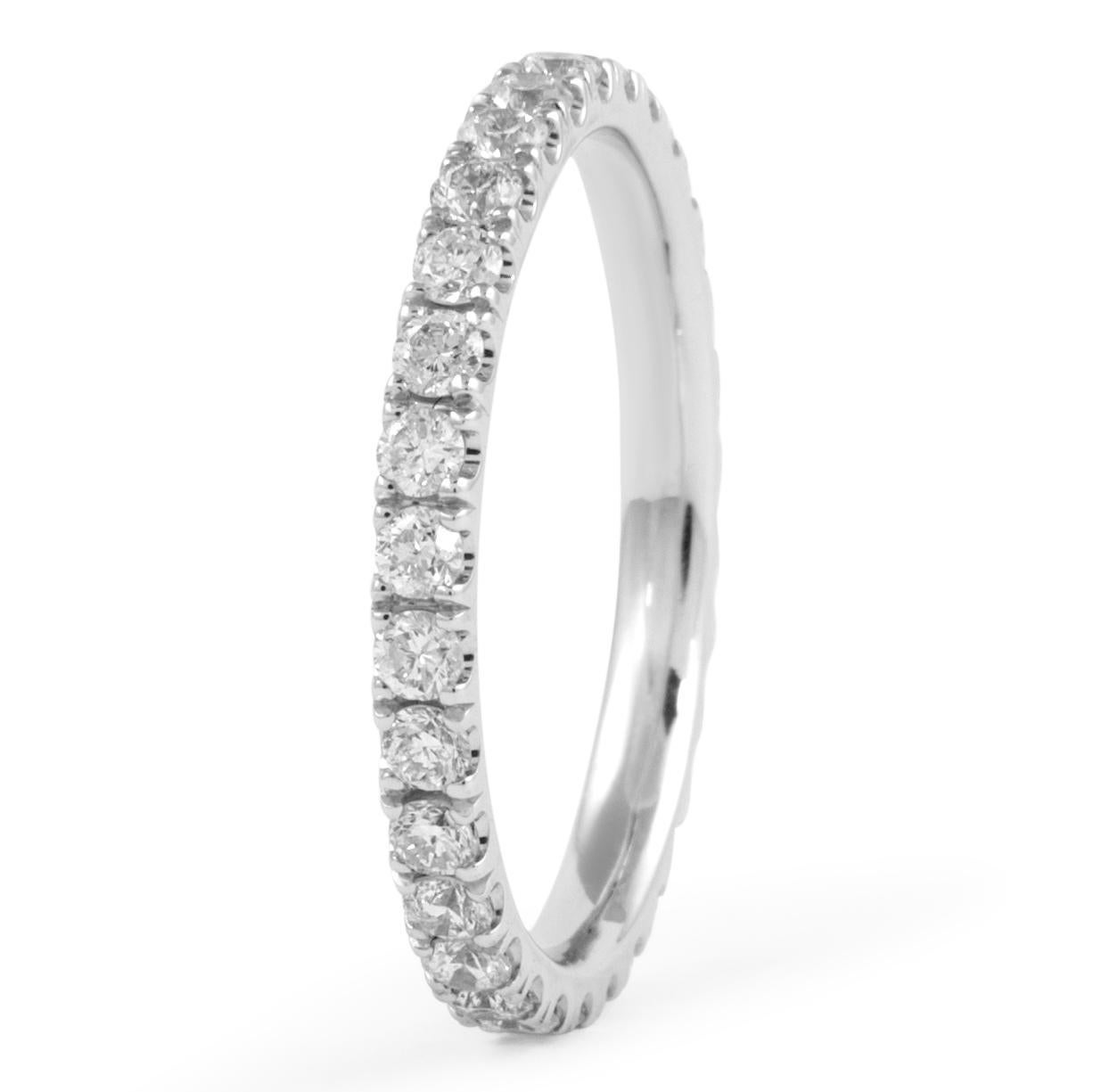 Round Cut Alexander Beverly Hills 1.37ct Round Eternity Band 18k White Gold s.8 For Sale