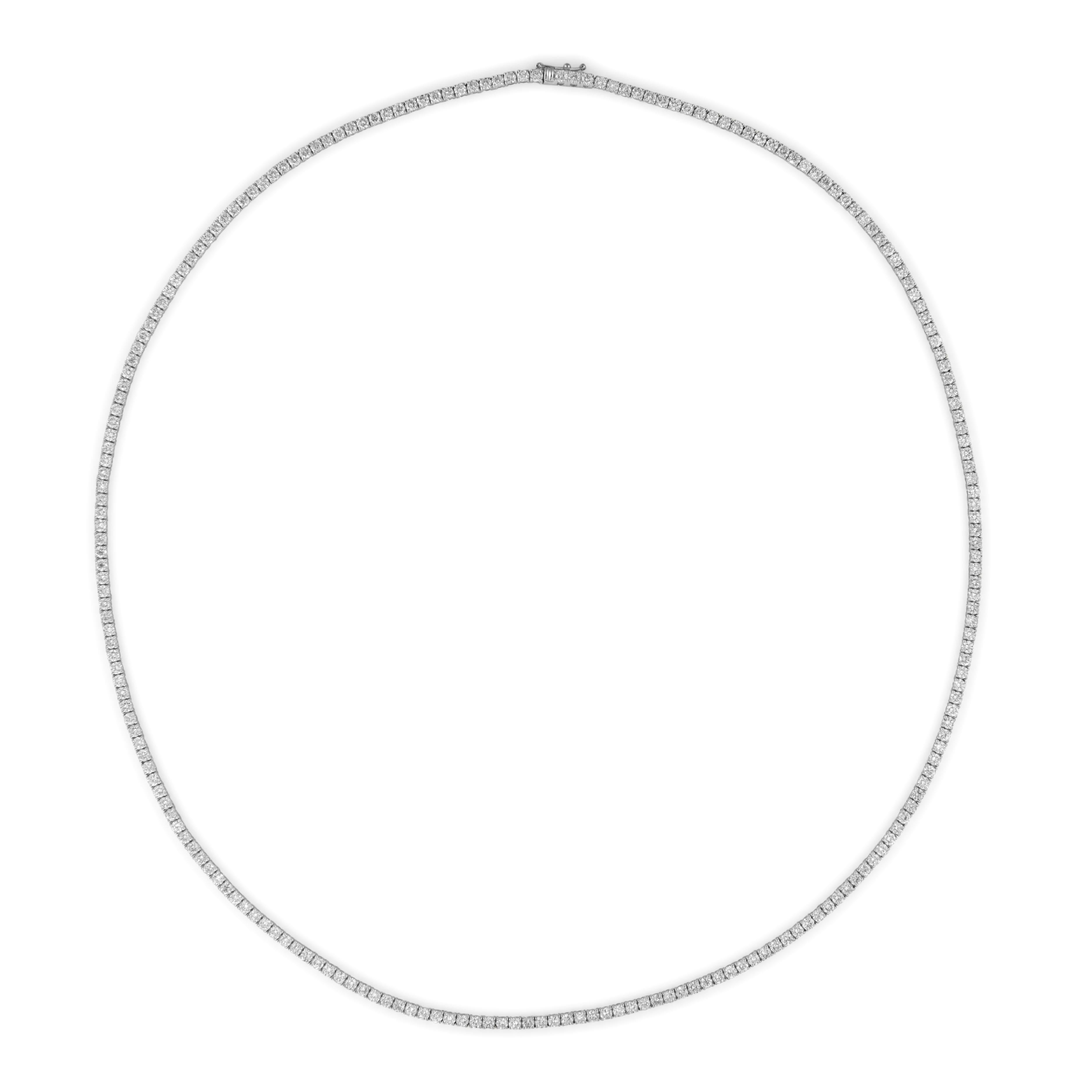 Round Cut Alexander Beverly Hills 13.86ct Round Diamond Tennis Necklace White Gold 24in For Sale