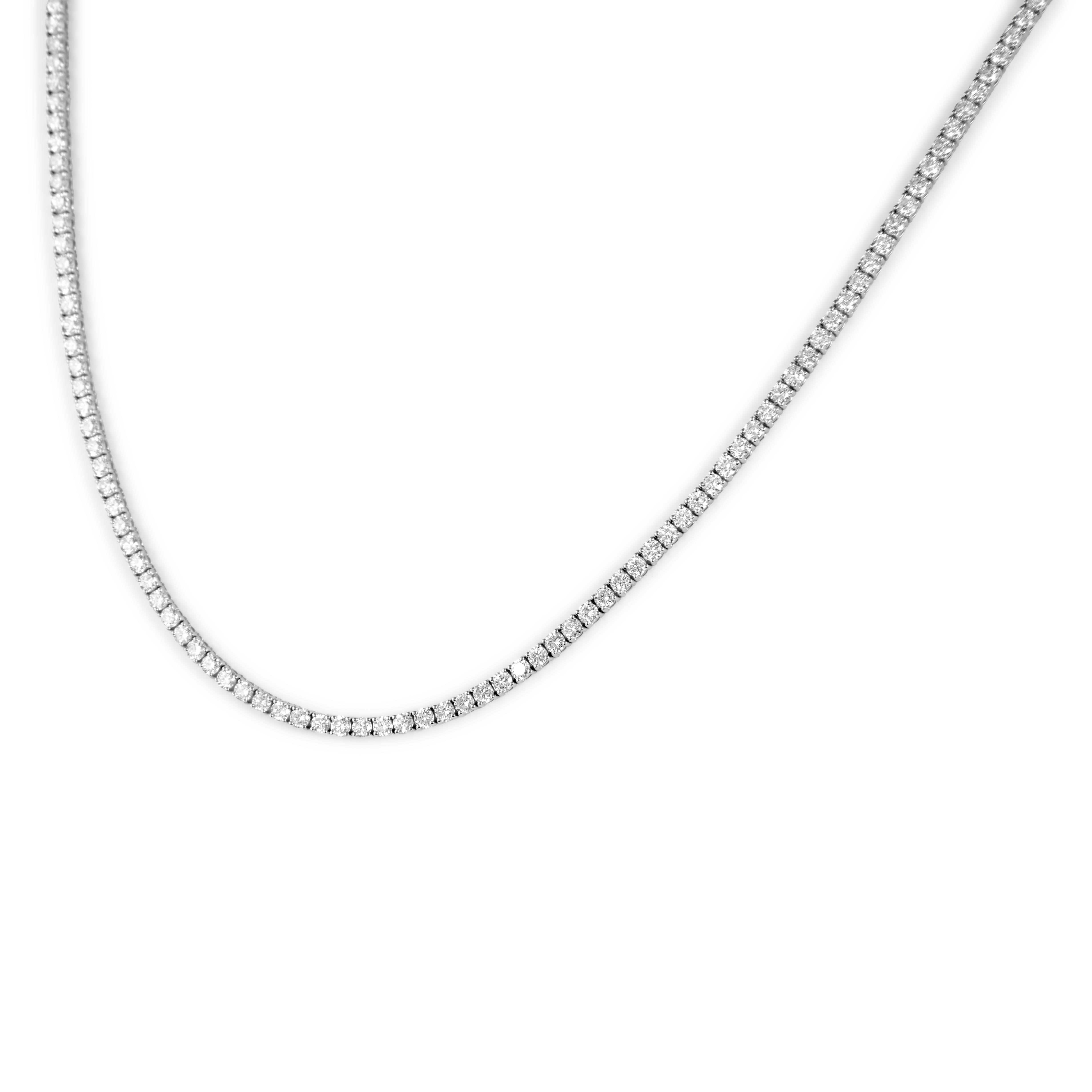 Alexander Beverly Hills 13.86ct Round Diamond Tennis Necklace White Gold 24in In New Condition For Sale In BEVERLY HILLS, CA