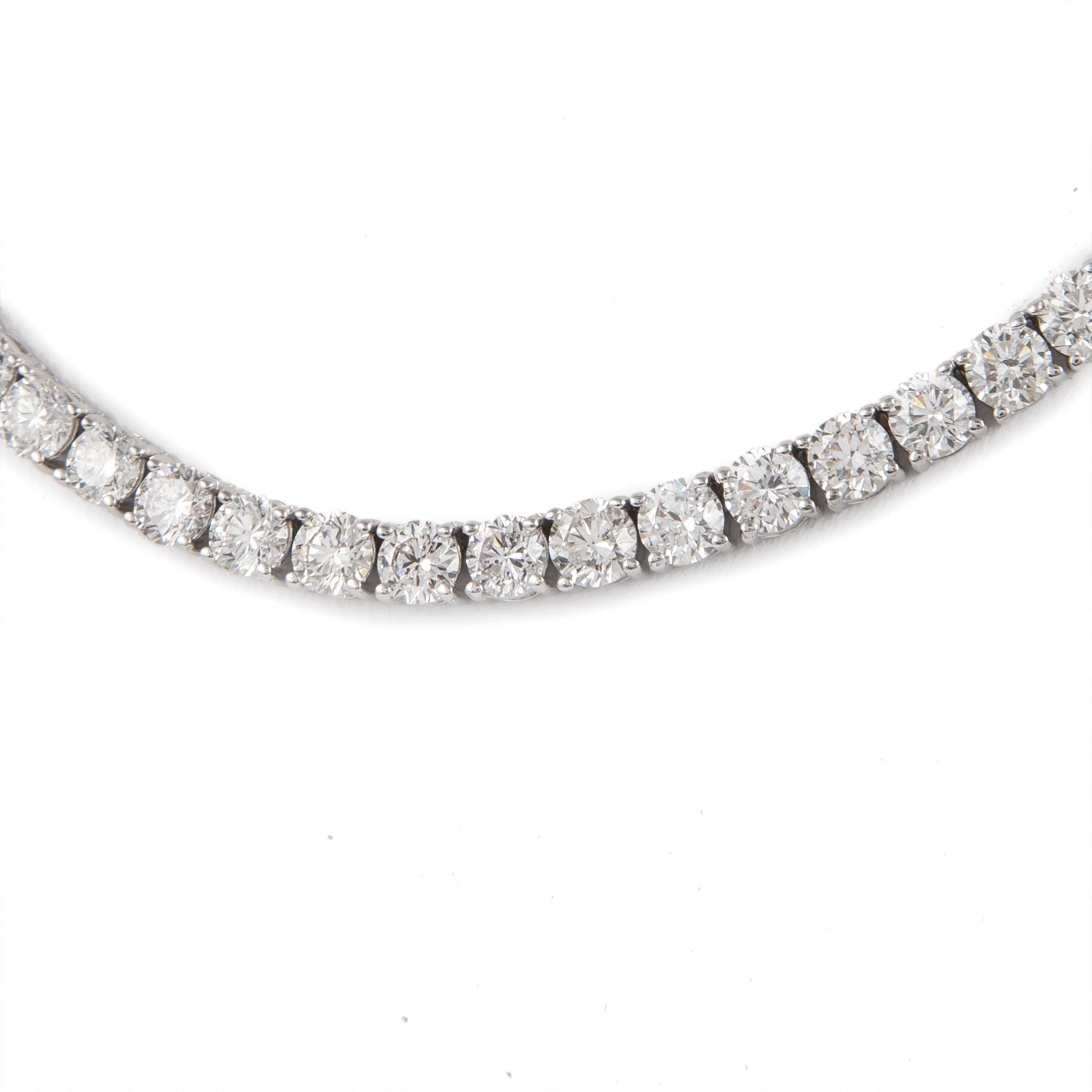 Contemporary Alexander Beverly Hills 14.08ct Diamond Tennis Necklace 18k White Gold For Sale