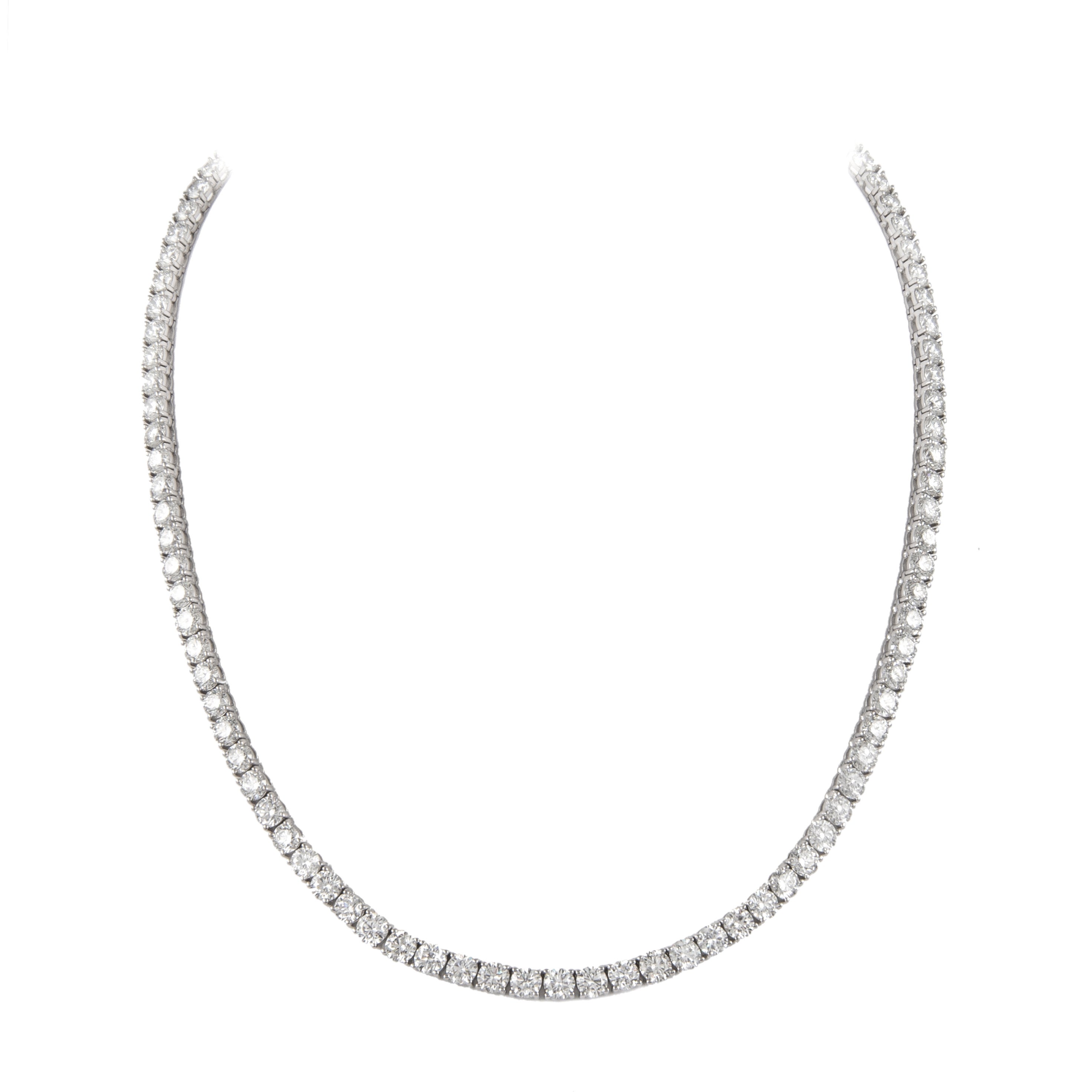 Alexander Beverly Hills 14.08ct Diamond Tennis Necklace 18k White Gold For Sale