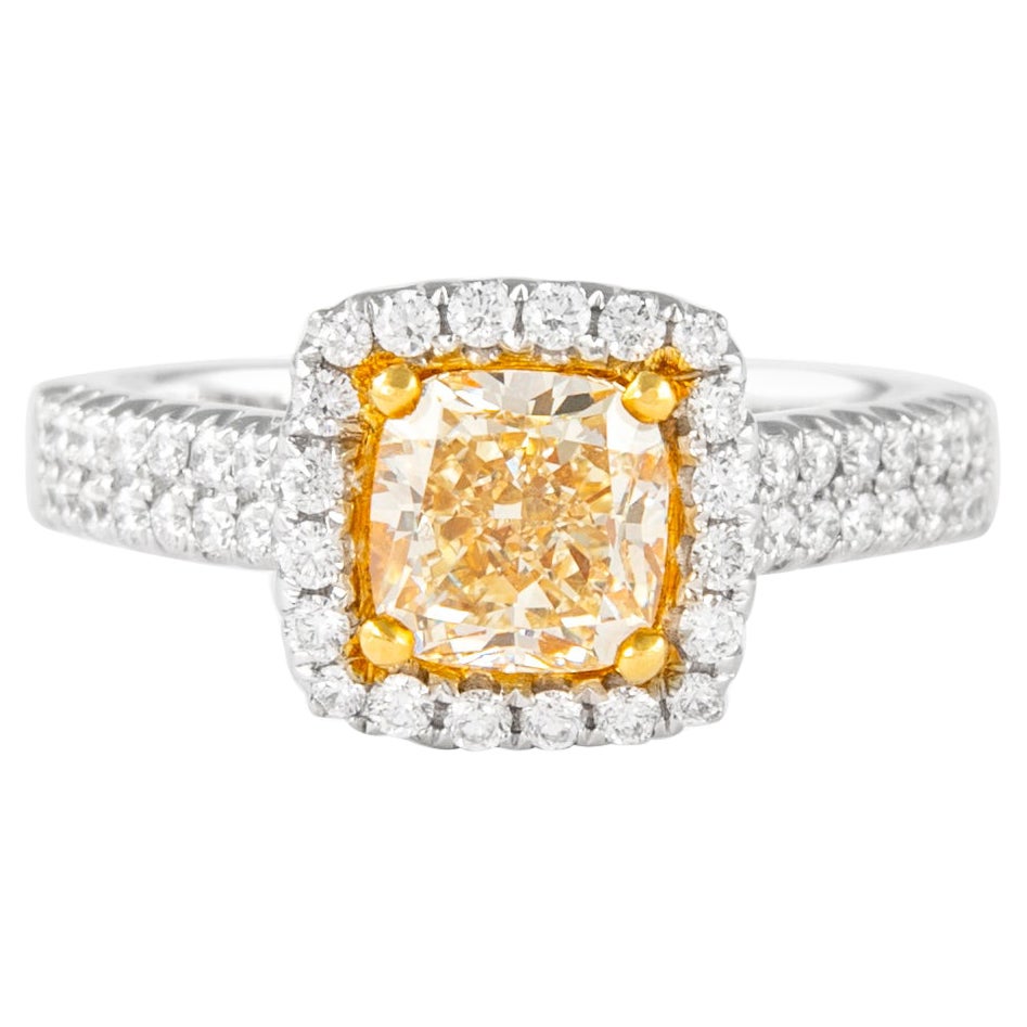 Alexander Beverly Hills 1,41ct Fancy Intense Yellow VVS2 Diamond Halo Ring 18k