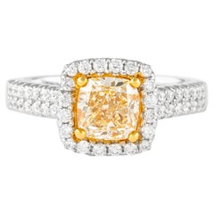 Alexander Beverly Hills 1,41ct Fancy Intense Yellow VVS2 Diamond Halo Ring 18k