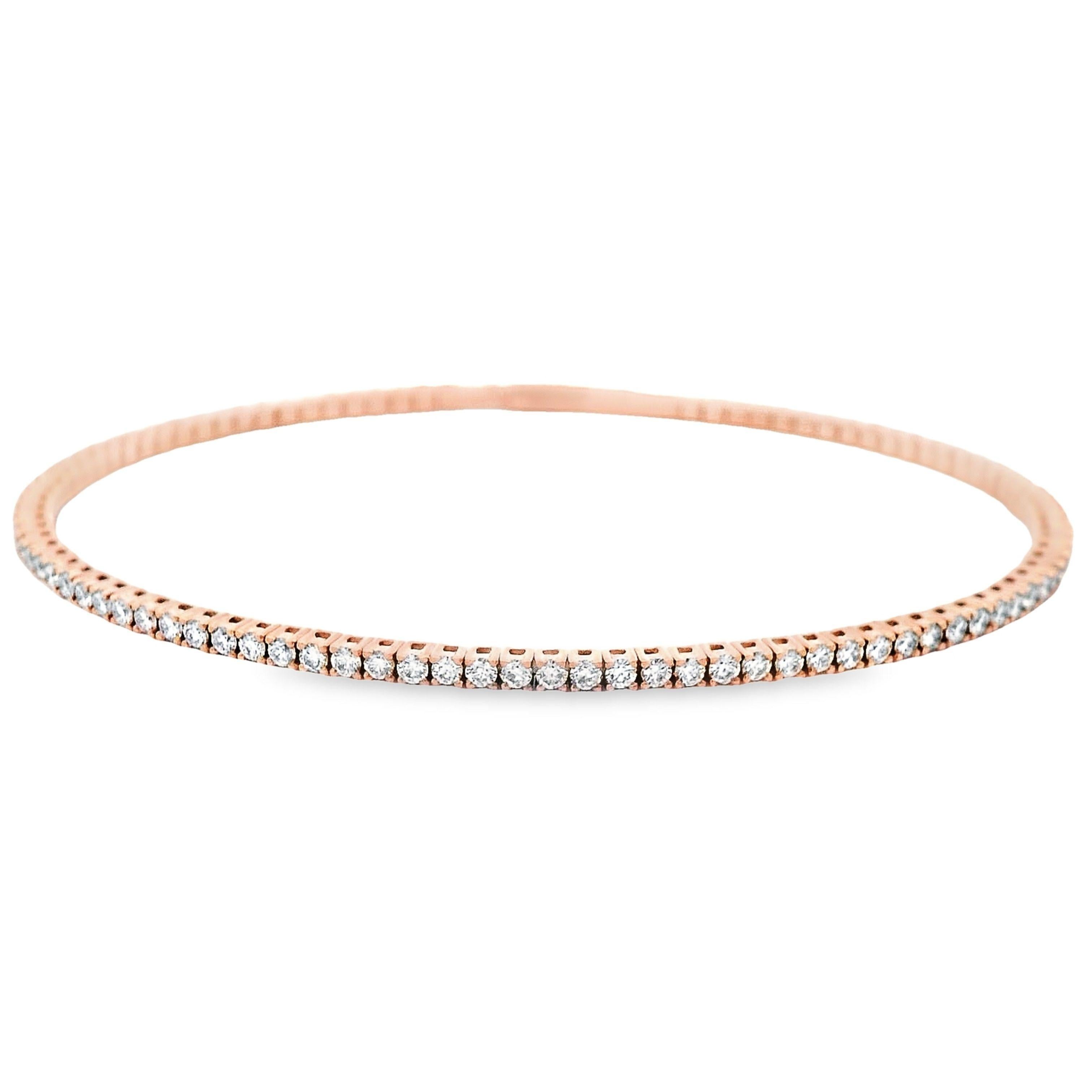 Alexander Beverly Hills Brazalete de tenis flexible con diamantes de 1.47 ct Oro rosa Corte redondo en venta