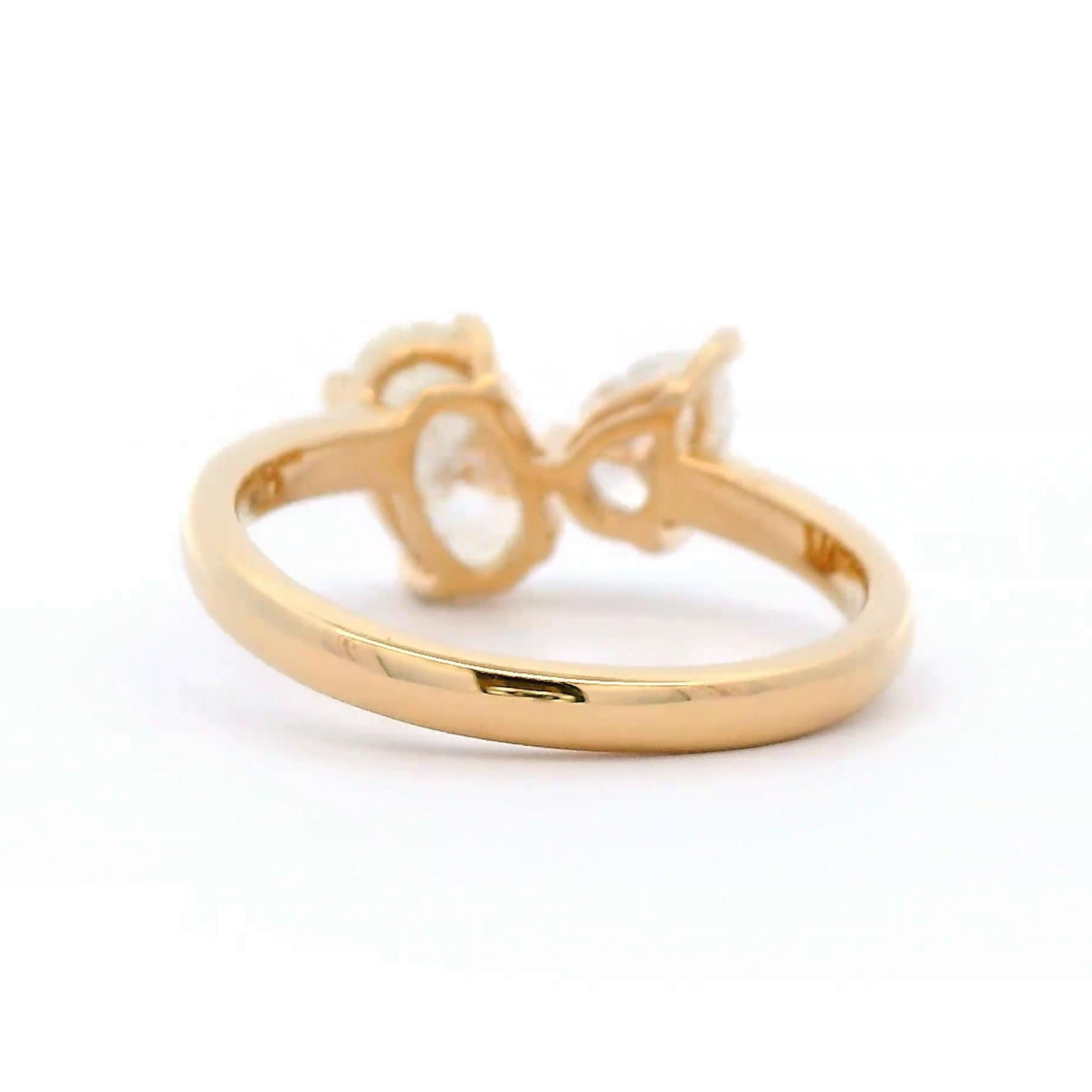 Oval Cut Alexander Beverly Hills 1.47ct Oval & Pear Diamond Toi Et Moi Ring 18k For Sale