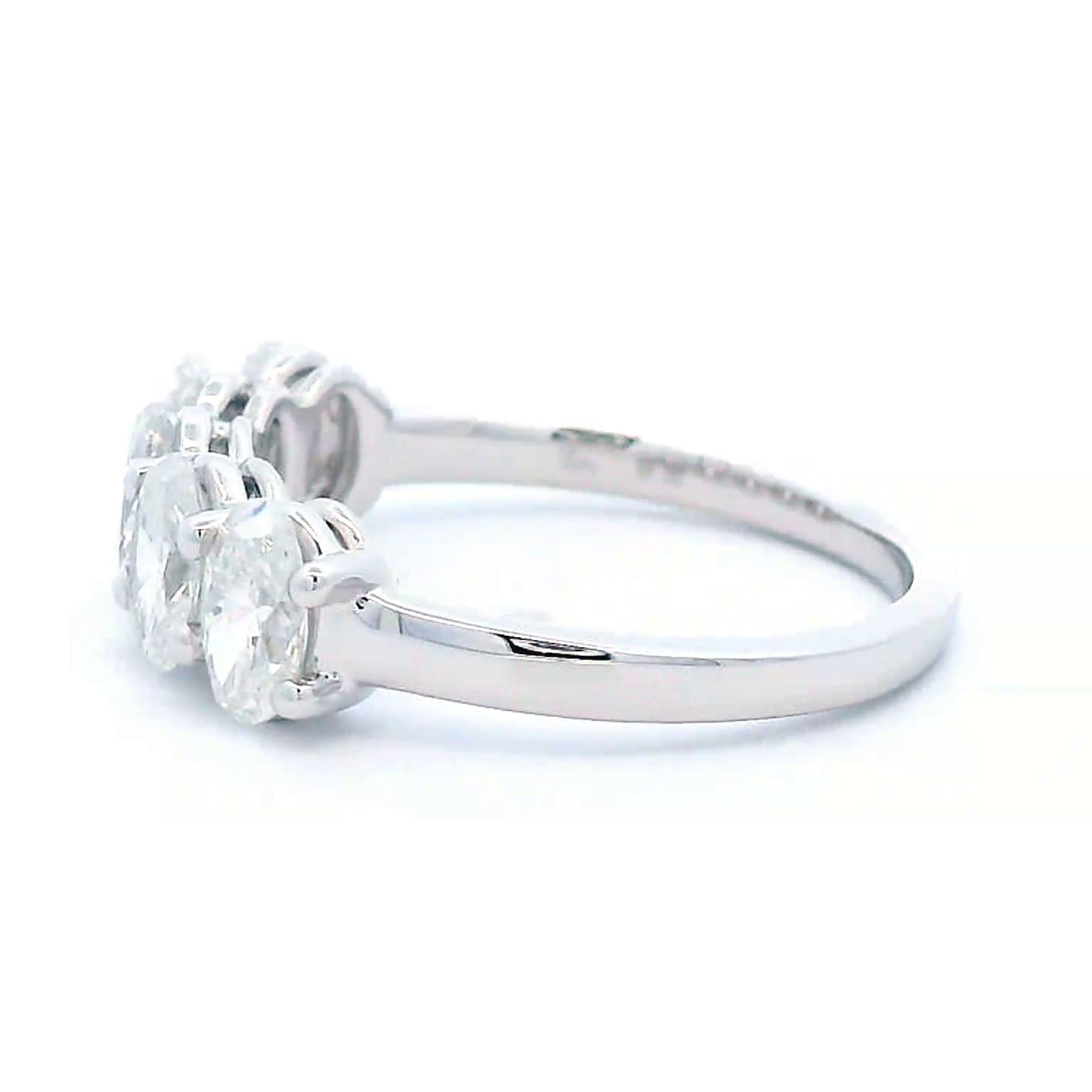 Oval Cut Alexander Beverly Hills 1.48ct Oval Diamond Half Eternity Band 18k White Gold For Sale