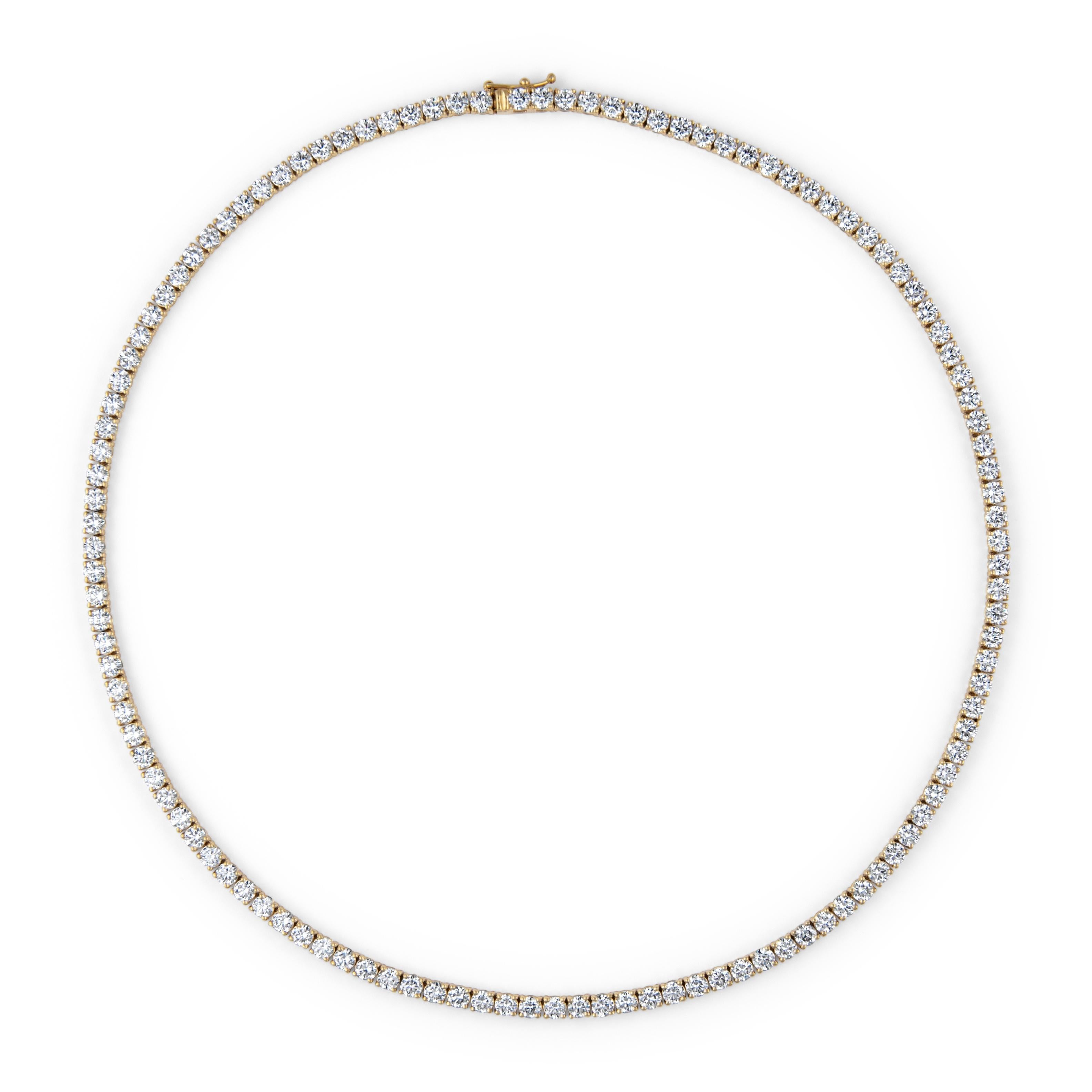 Contemporain Alexander Beverly Hills Collier Tennis 14.95ct Diamond Yellow Gold 18k 16.5in en vente