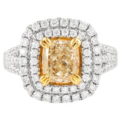 Alexander Beverly Hills 1,50ct Fancy Yellow Diamond Double Halo Ring 18k