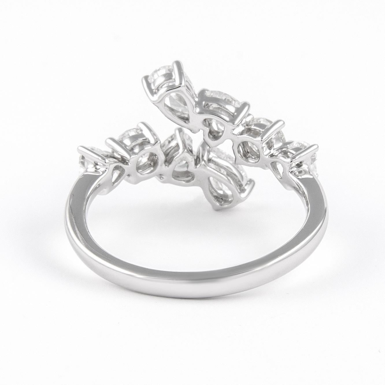 Alexander Beverly Hills 1,52 Karat Multi Diamant Bypass-Ring 18k Weißgold (Moderne) im Angebot