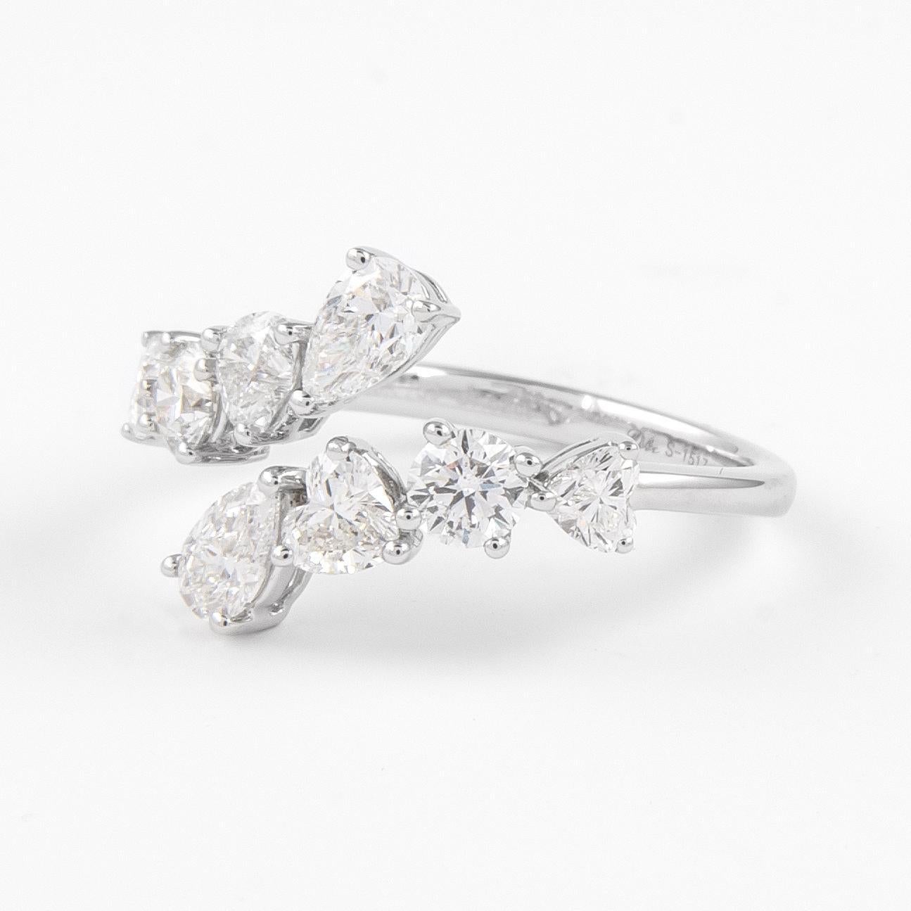 Alexander Beverly Hills 1,52 Karat Multi Diamant Bypass-Ring 18k Weißgold (Herzschliff) im Angebot