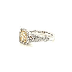 Alexander Beverly Hills 1.55ctt Fancy Light Yellow Cushion Diamond Halo Ring 18k