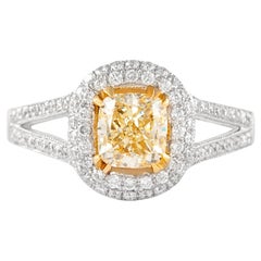 Alexander Beverly Hills 1.55ctt Fancy Yellow Cushion VVS1 Diamond Ring 18k