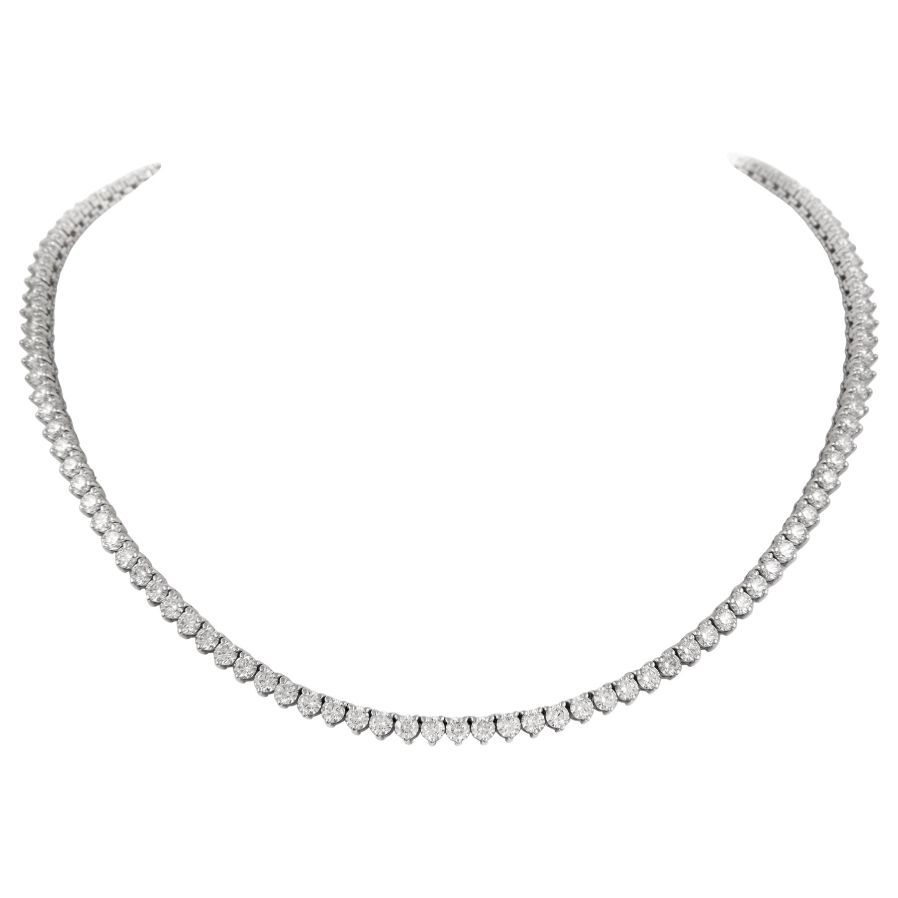 Alexander Beverly Hills Collier tennis à trois griffes en or 18 carats avec diamants 16,26 carats