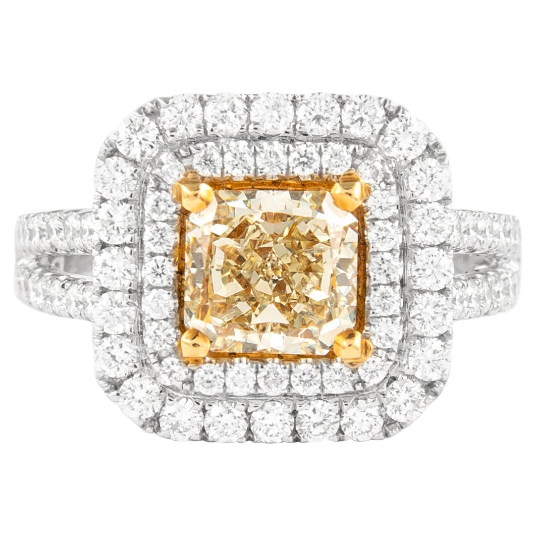 Alexander Beverly Hills 1,62ct Fancy Intense Yellow Diamond Double Halo Ring 18k