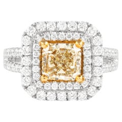 Alexander Beverly Hills 1,62ct Fancy Intense Yellow Diamond Double Halo Ring 18k