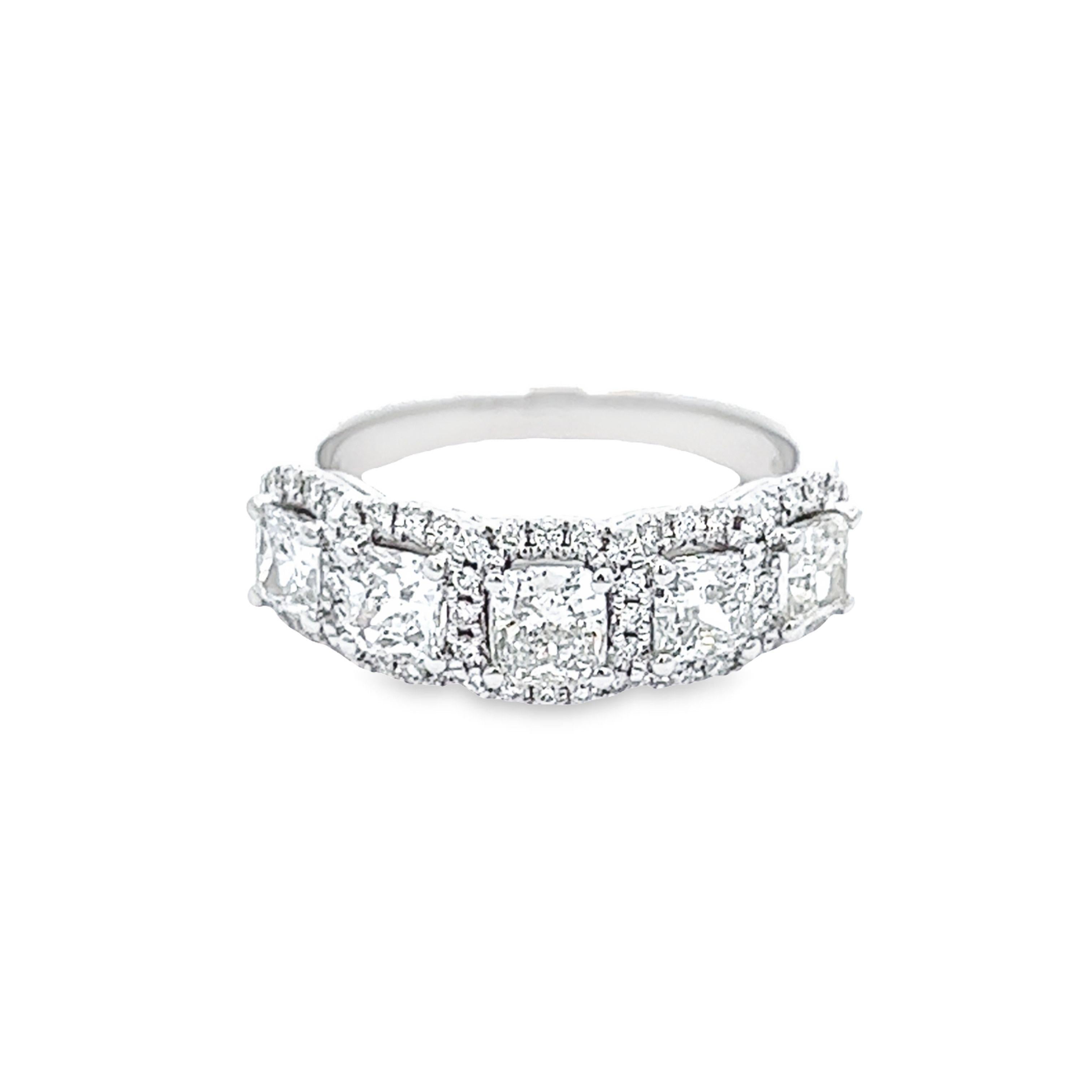 Contemporary Alexander Beverly Hills 1.64ct Cushion Diamond Half Eternity Band with Halo 18k For Sale