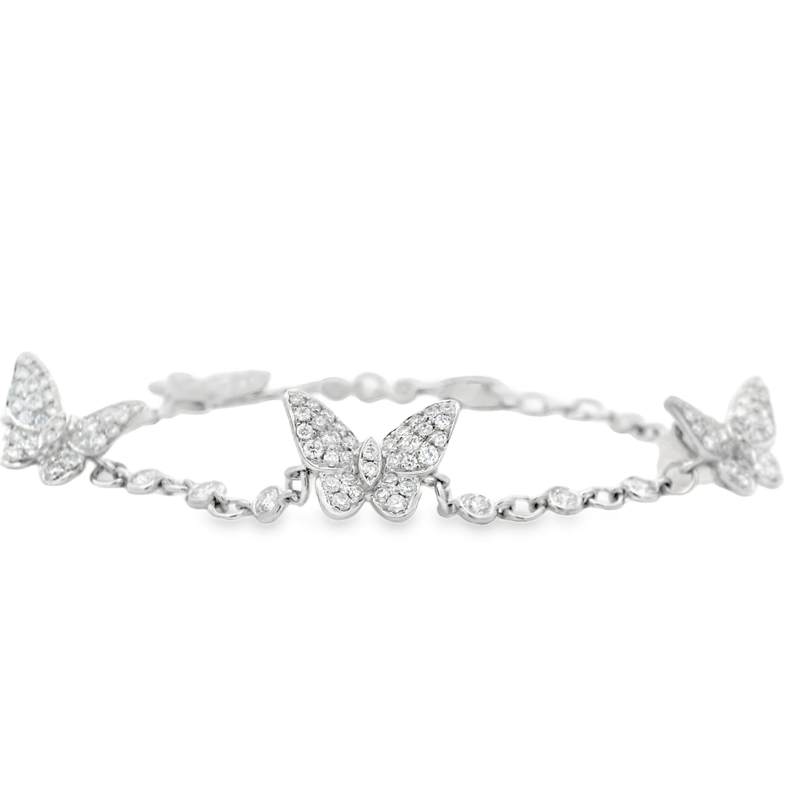 Taglio rotondo Alexander Beverly Hills - Bracciale a farfalla con diamanti da 1,68 carati - Oro bianco 18 carati in vendita