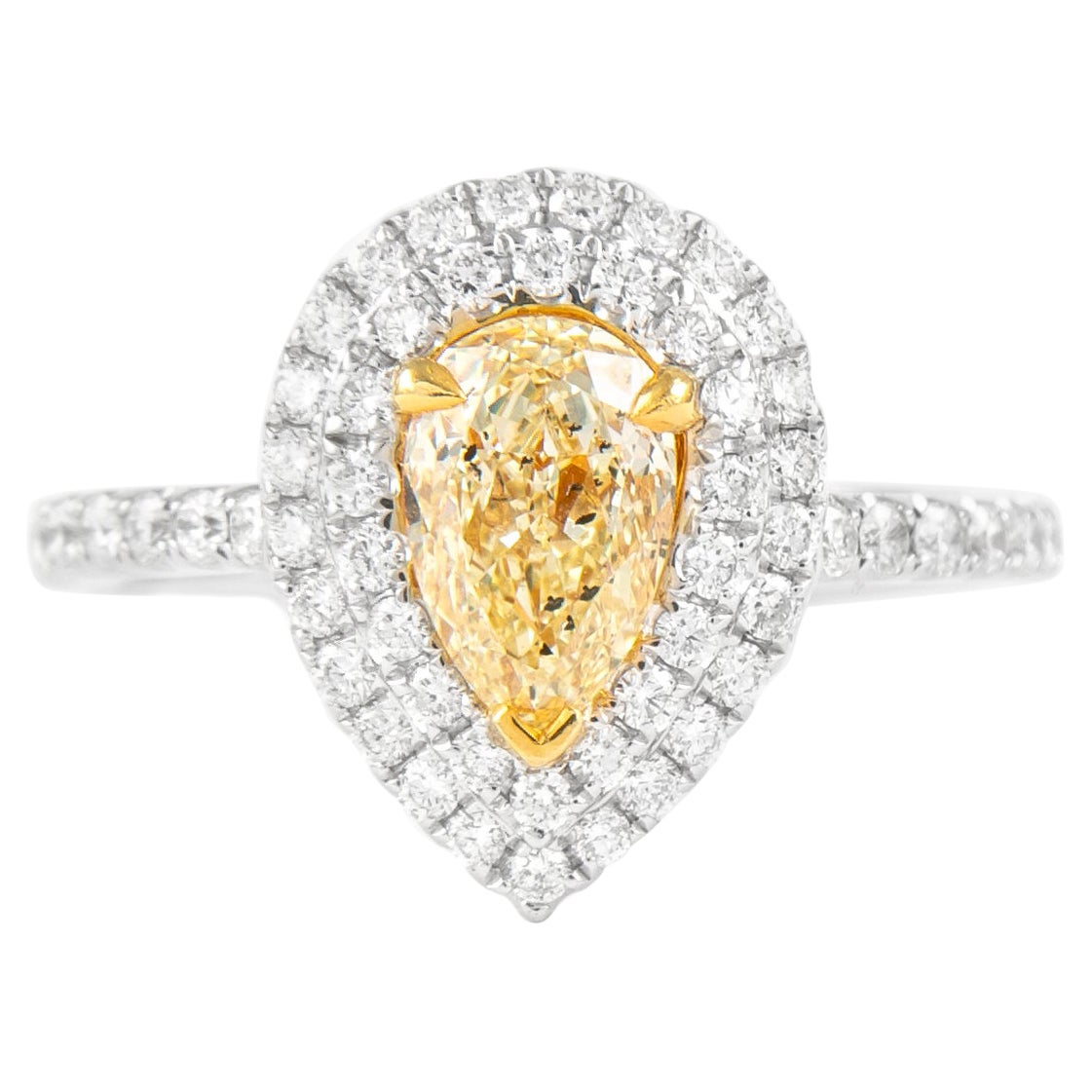 Alexander Beverly Hills 1,68 Karat Ausgefallener intensiv gelber birnenförmiger Diamantring 18k