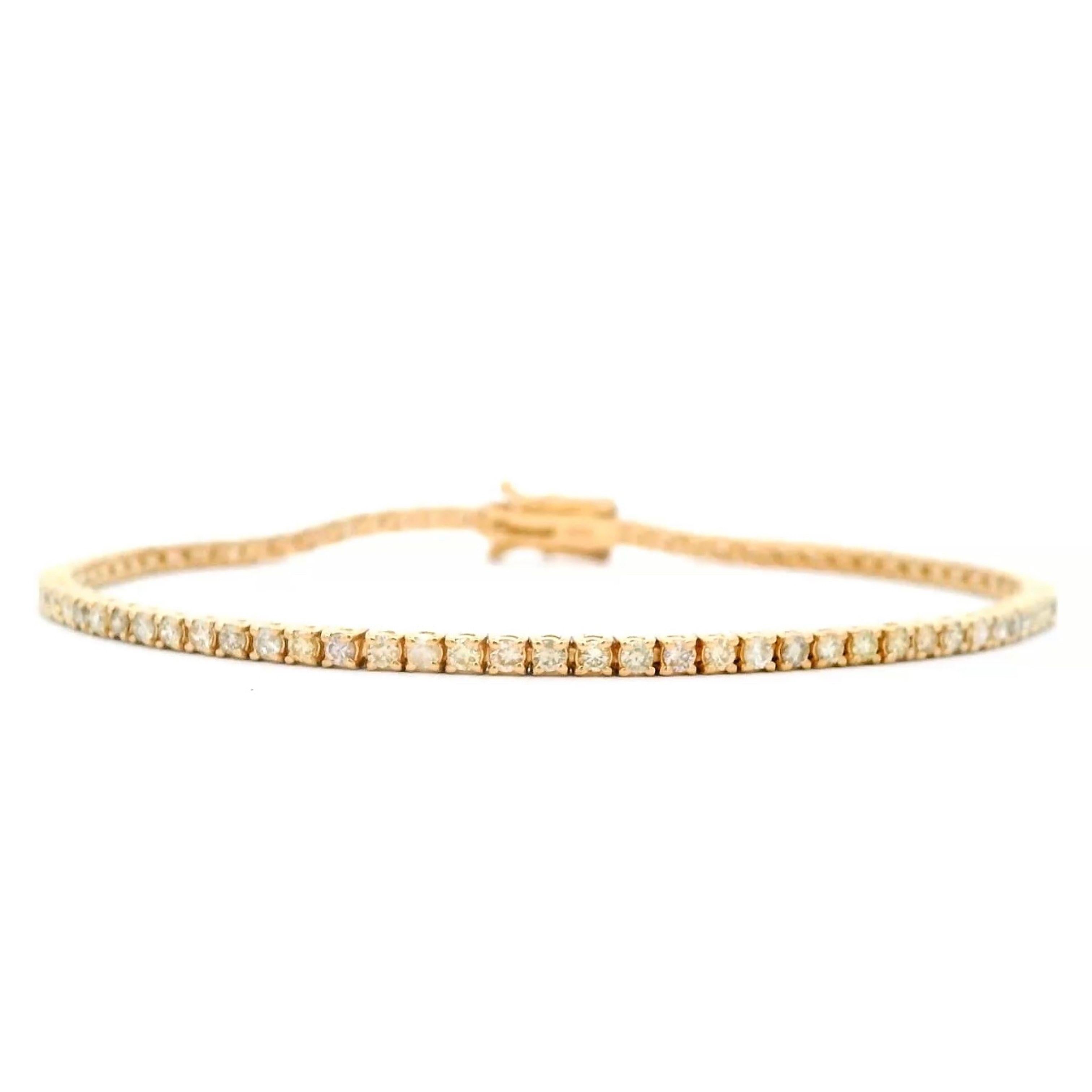 Brilliant Cut Alexander Beverly Hills 1.71ct Diamond Tennis Bracelet 18k Yellow Gold