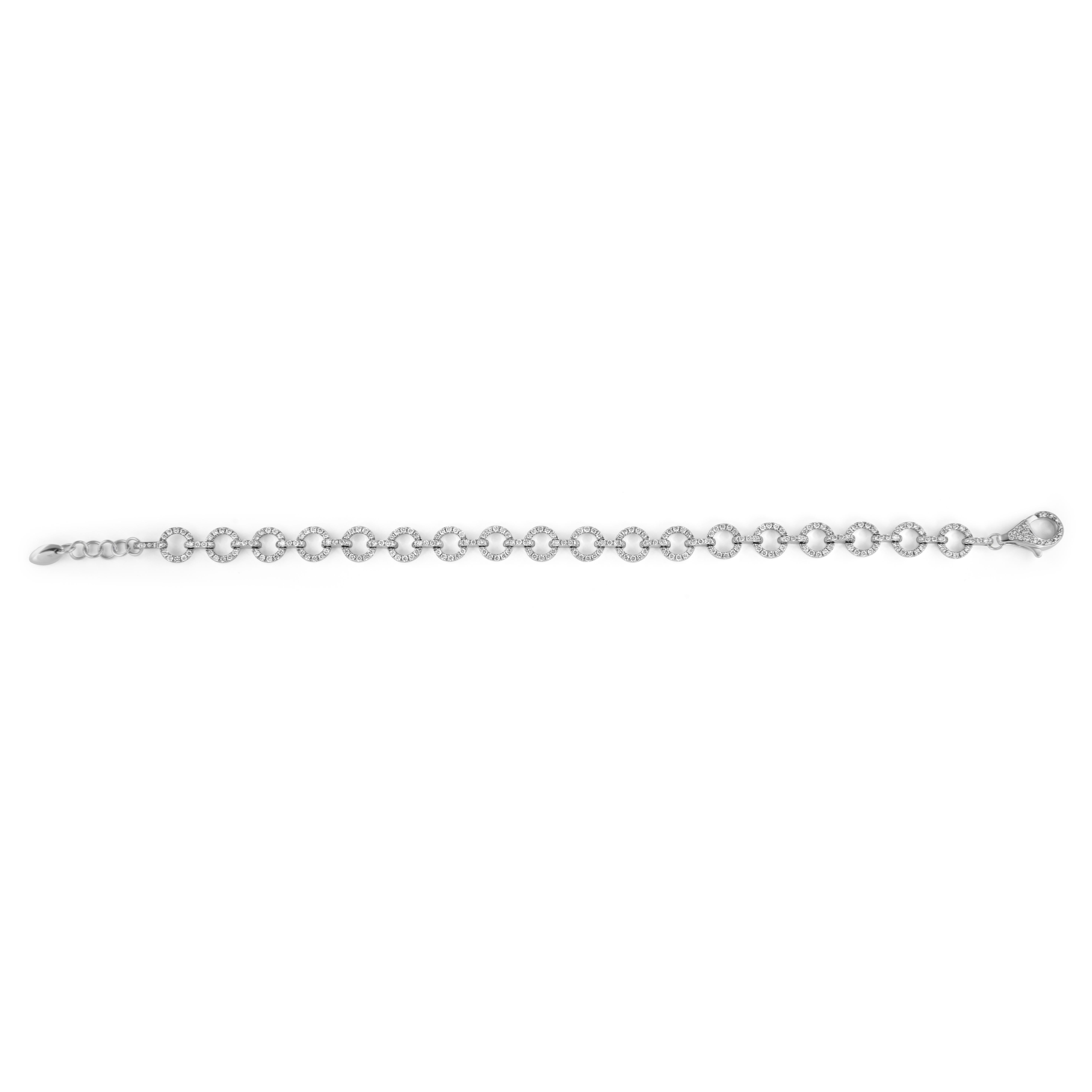 Taille ronde Alexander Beverly Hills Bracelet à maillons O en or blanc 18 carats avec 1,72 diamant en vente