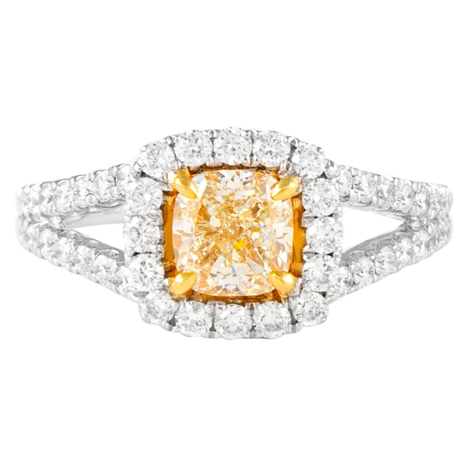 Alexander Beverly Hills 1,72ctt Anello di diamanti giallo a cuscino VS1 18k