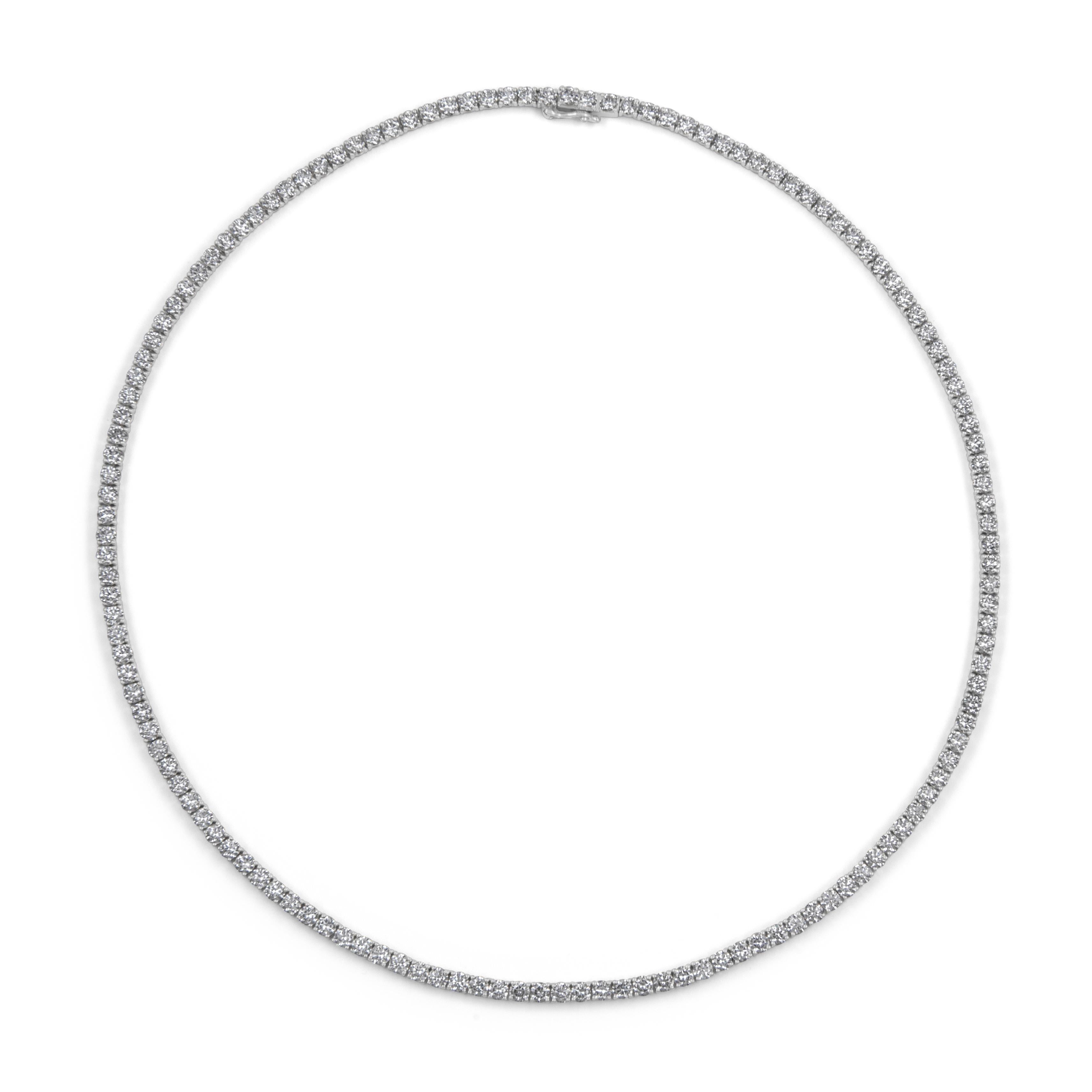 Contemporary Alexander Beverly Hills 17.35ct Diamond Tennis Necklace 18k White Gold 18.5in For Sale