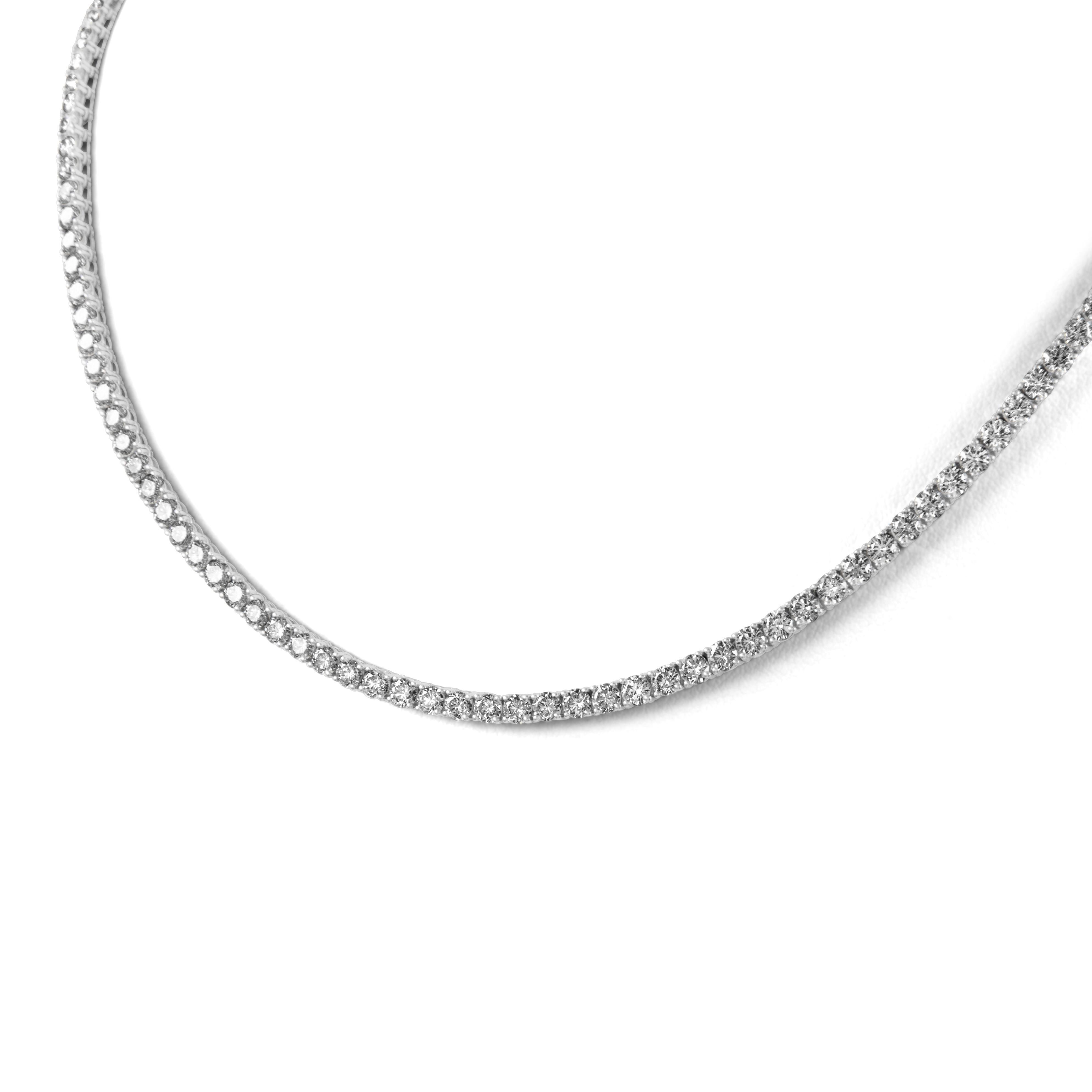 Round Cut Alexander Beverly Hills 17.35ct Diamond Tennis Necklace 18k White Gold 18.5in For Sale
