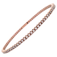 Alexander Beverly Hills Bracelet jonc tennis souple en or rose et diamants 1.73 carat