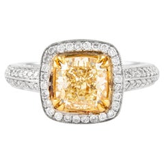 Alexander Beverly Hills 1,73ct Fancy Intense Yellow VS1 Diamond Halo Ring 18k