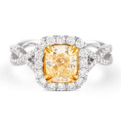 Alexander Beverly Hills 1.75ctt Fancy Light Yellow Cushion Diamond Ring 18k
