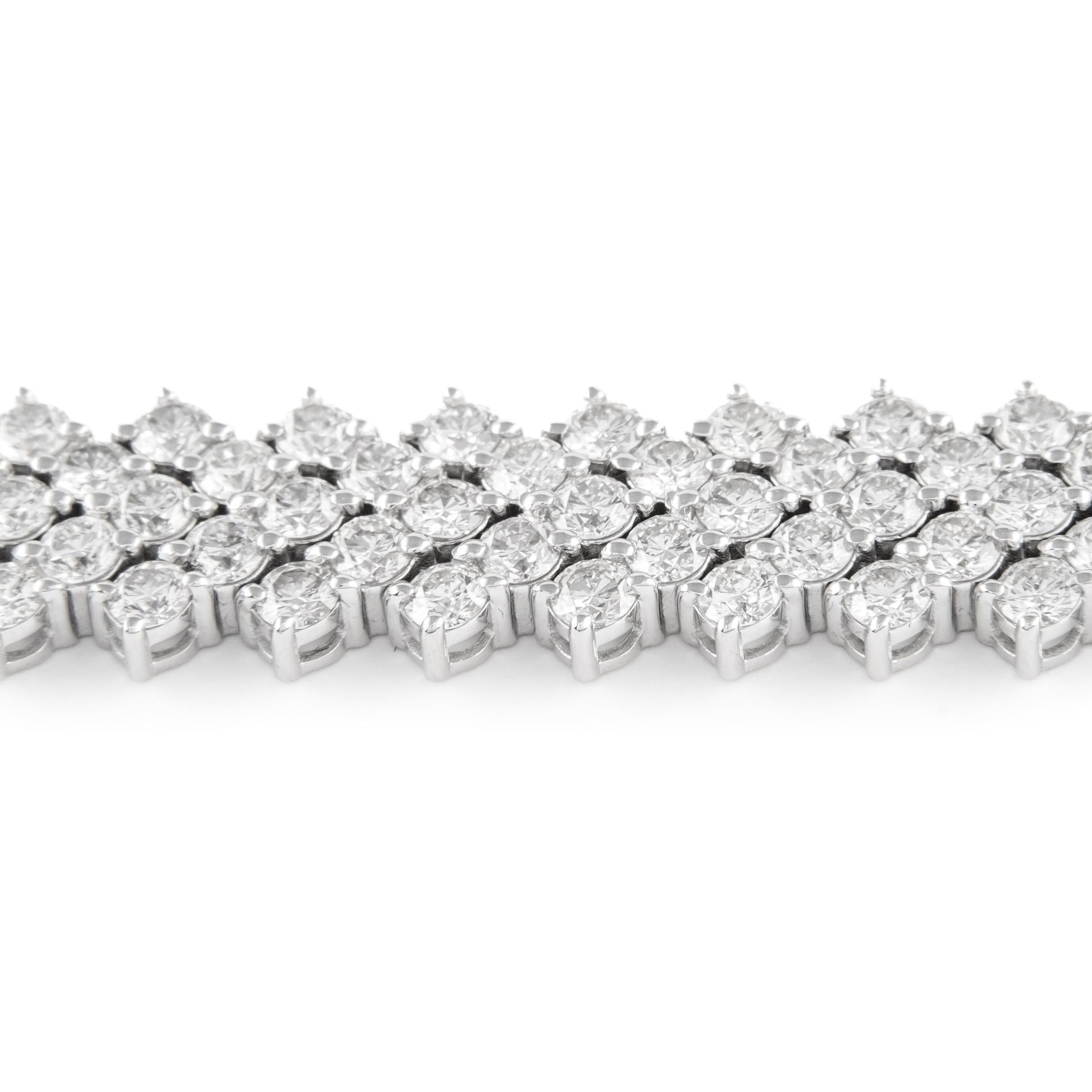 Contemporary Alexander Beverly Hills 18.18ct Five-Row Diamond Bracelet 18k White Gold For Sale