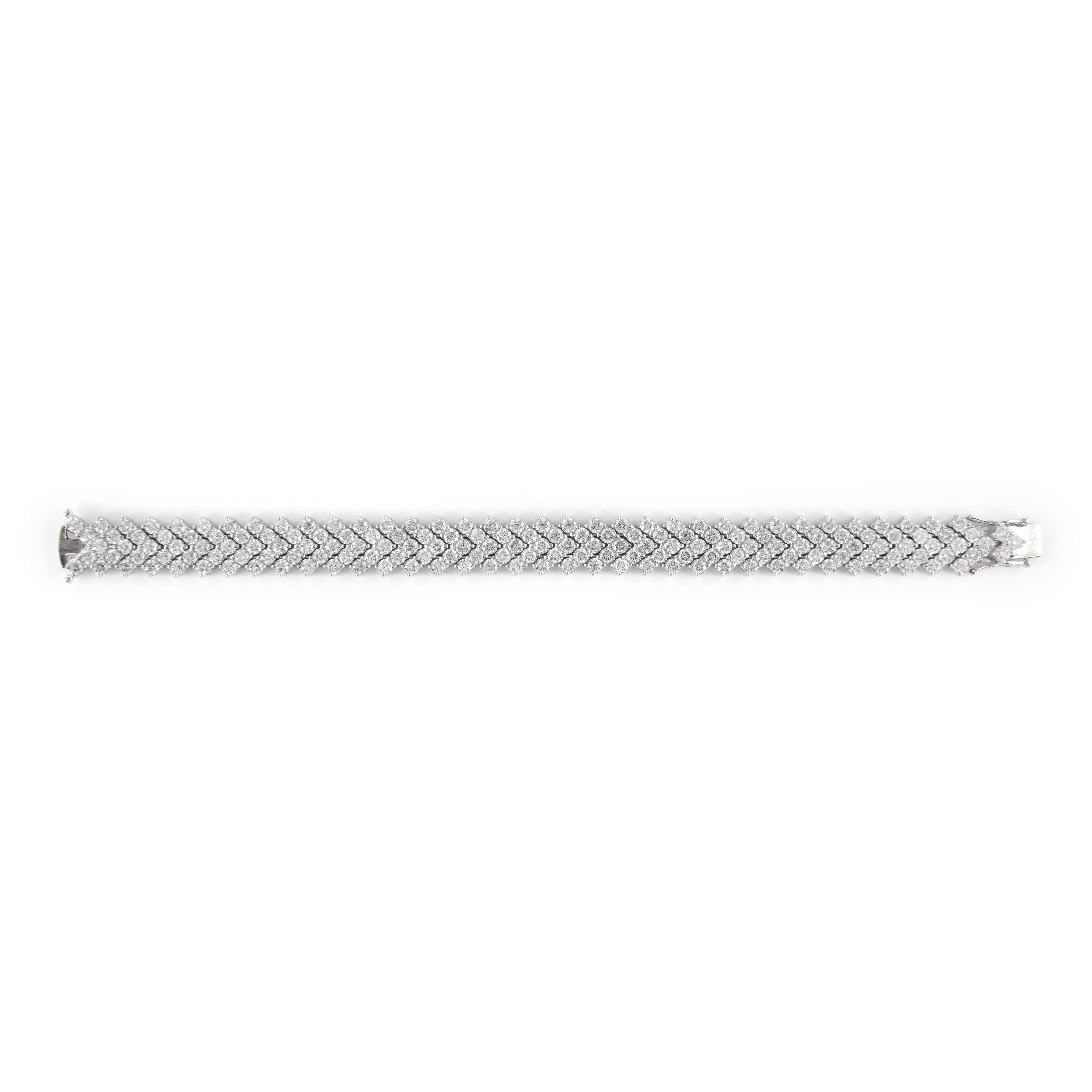 Round Cut Alexander Beverly Hills 18.18ct Five-Row Diamond Bracelet 18k White Gold For Sale
