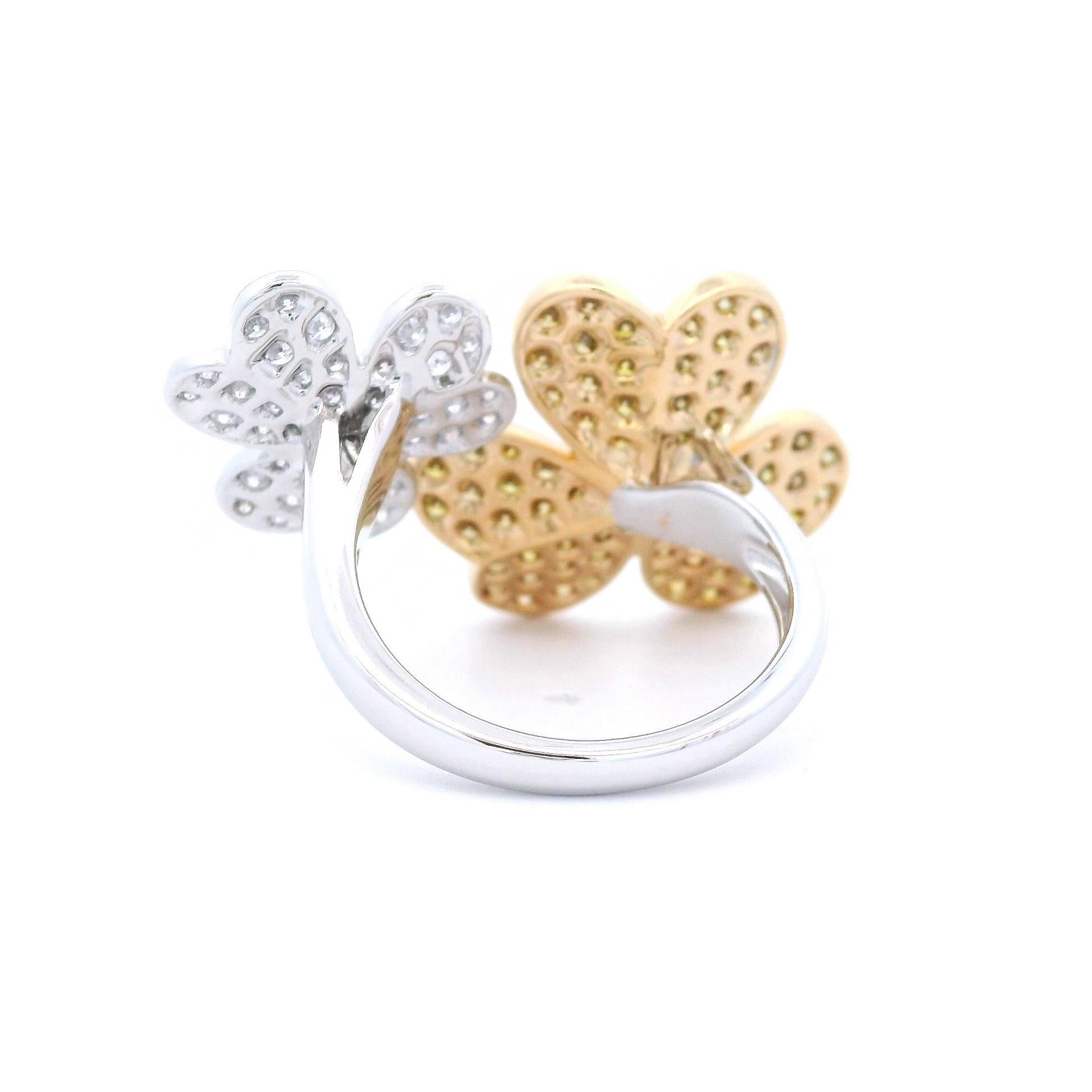 Alexander Beverly Hills 1,82 Karat Gelber & Weißer Diamant-Blumenring 18k (Moderne) im Angebot